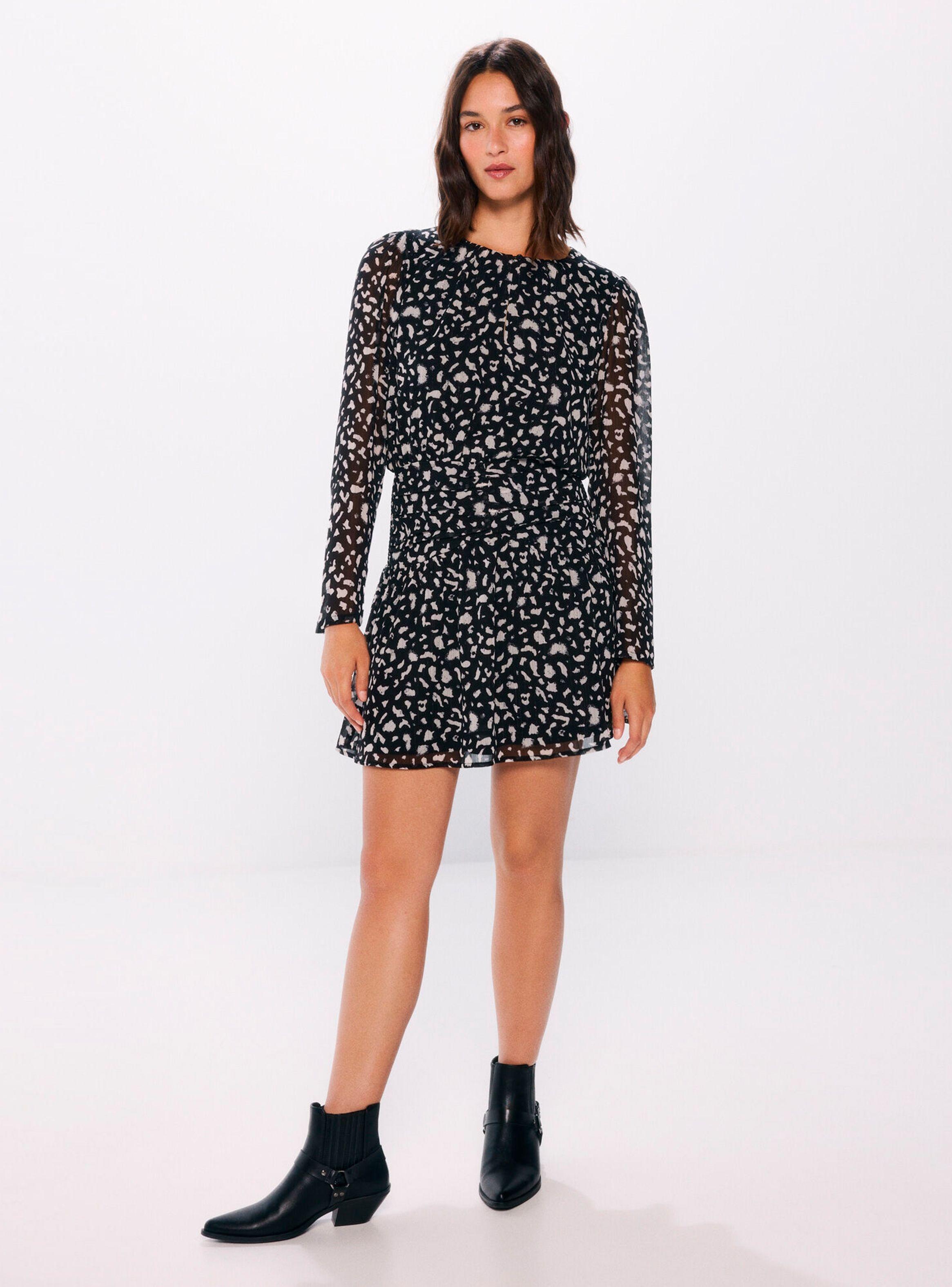 Vestido Corto Gasa Estampado Animal-4