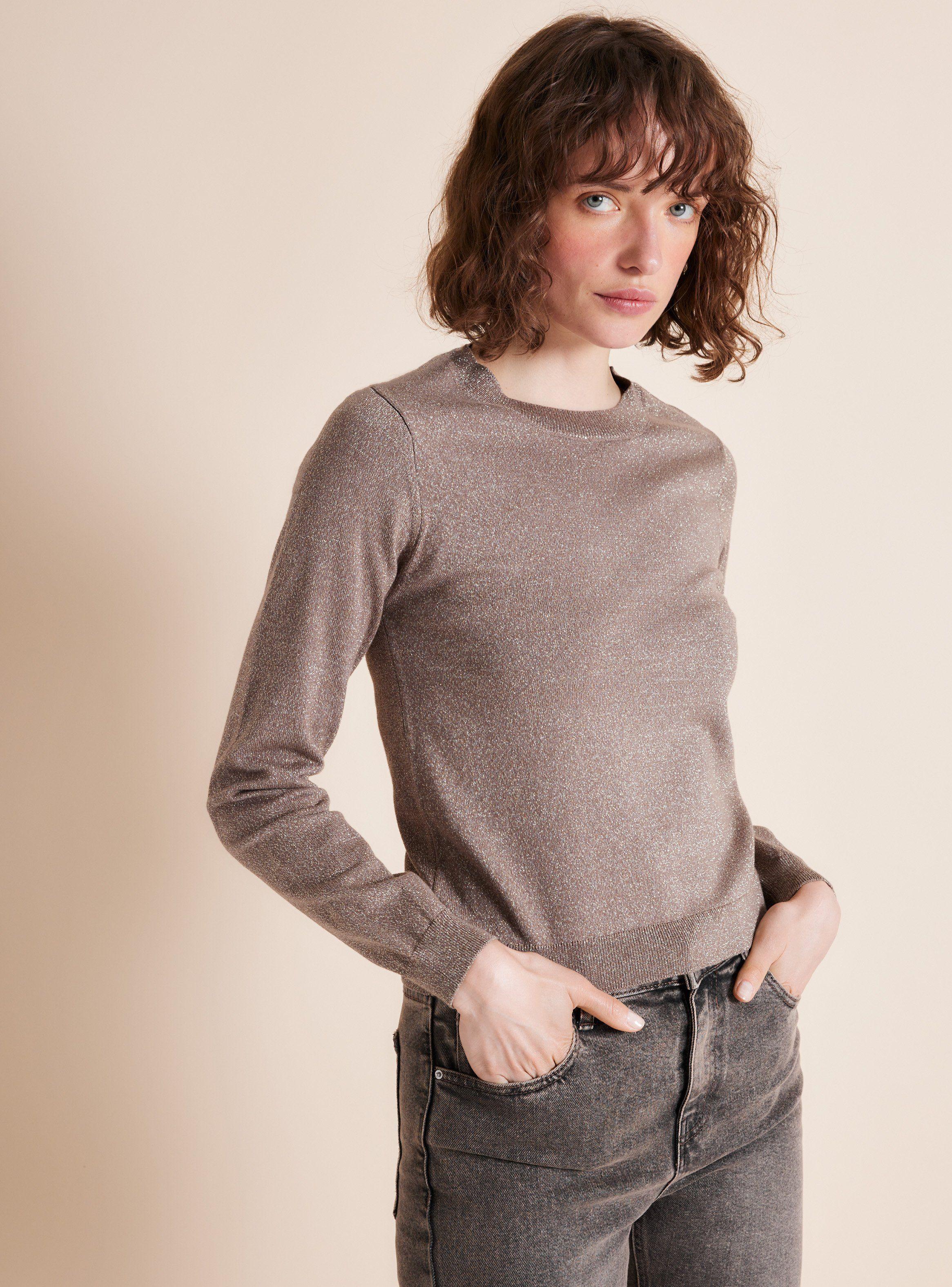 Sweater Cuello Redondo con Hilo Metalizado-0