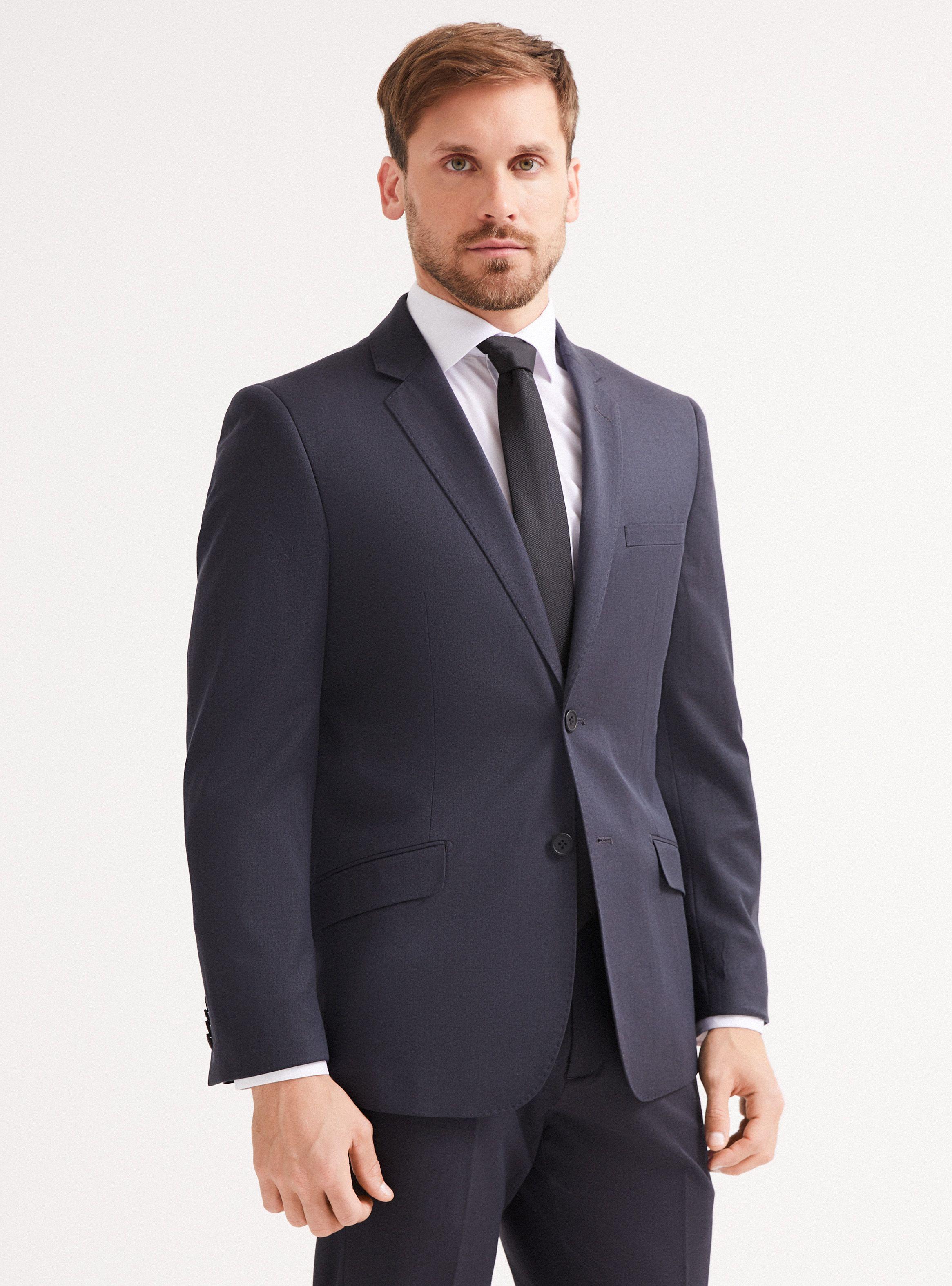 Traje Recto Lana Poliéster Liso-0