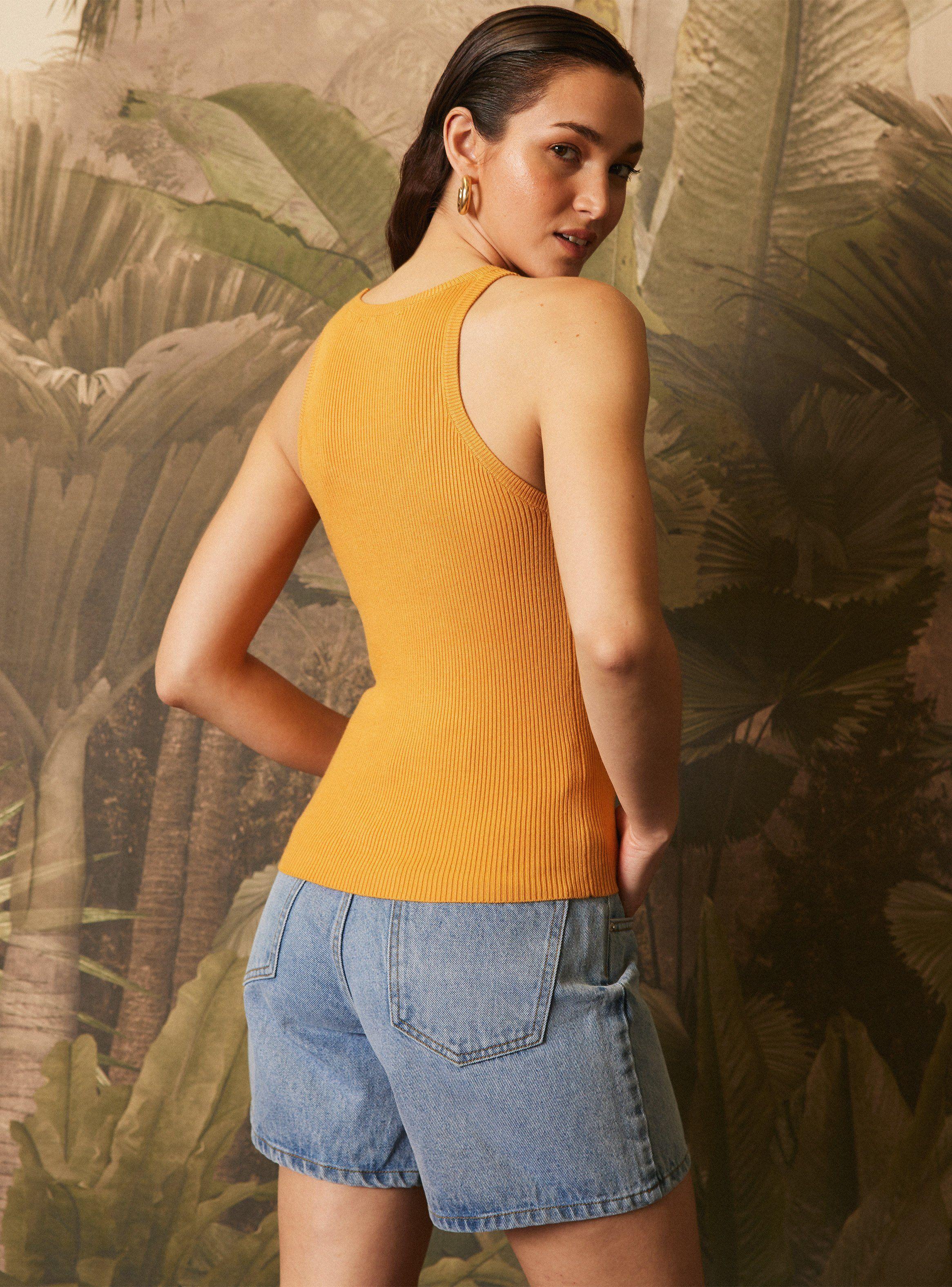 Polera sin Mangas Acanalada Básico-1