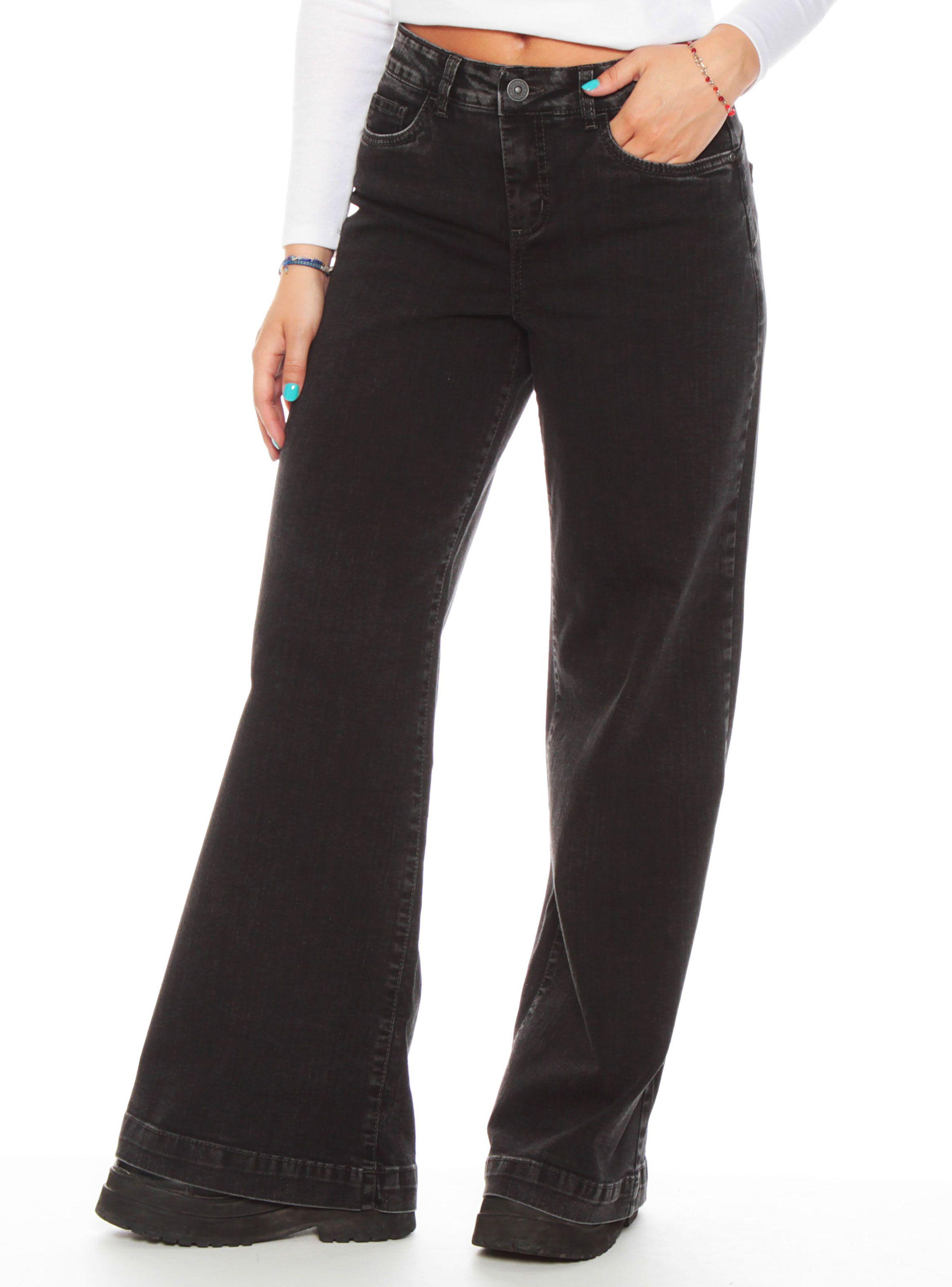 Jeans Wide Leg Tiro Alto Push Up-0