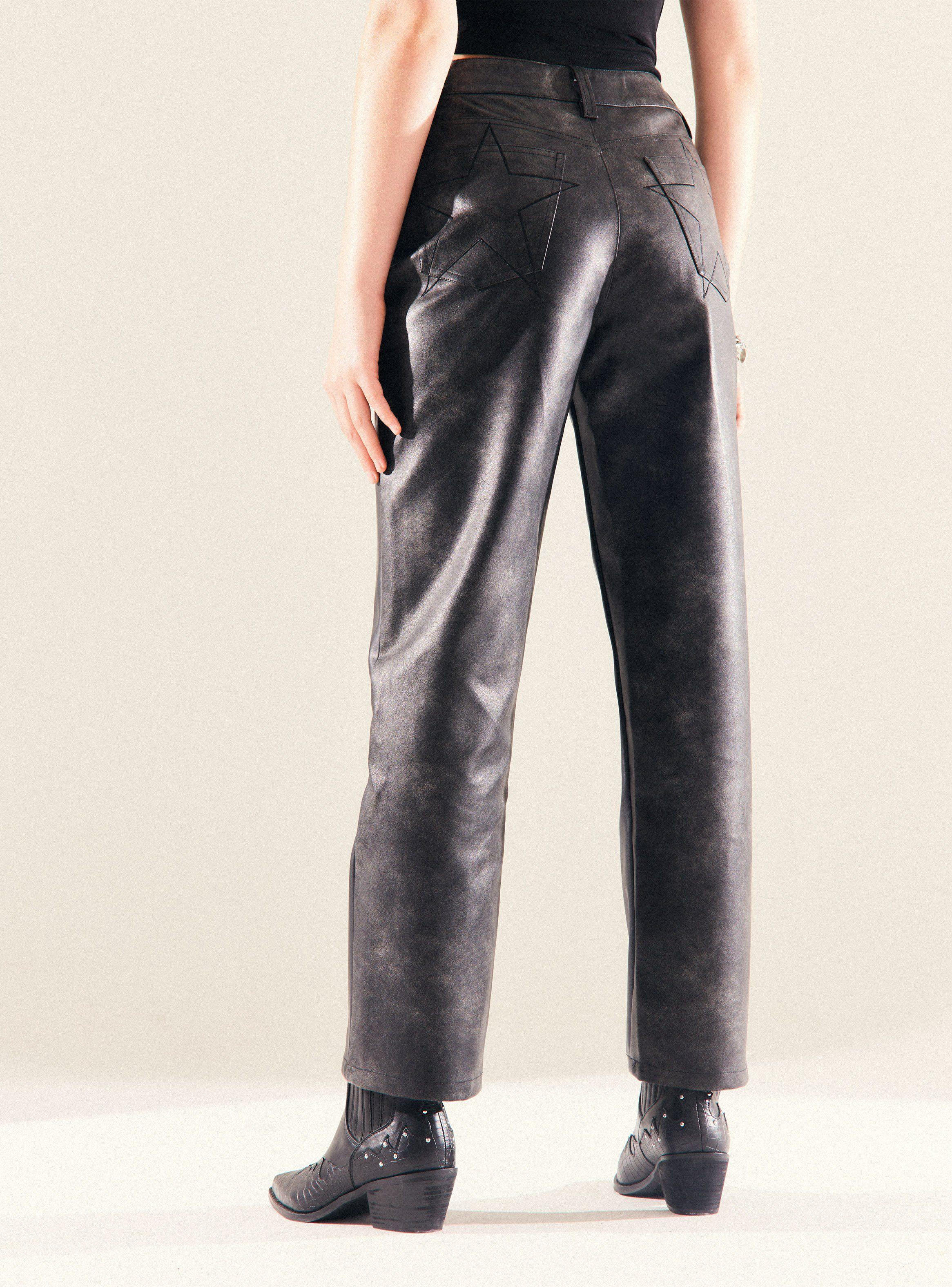 Pantalón Efecto Piel Bicolor Lavado-2
