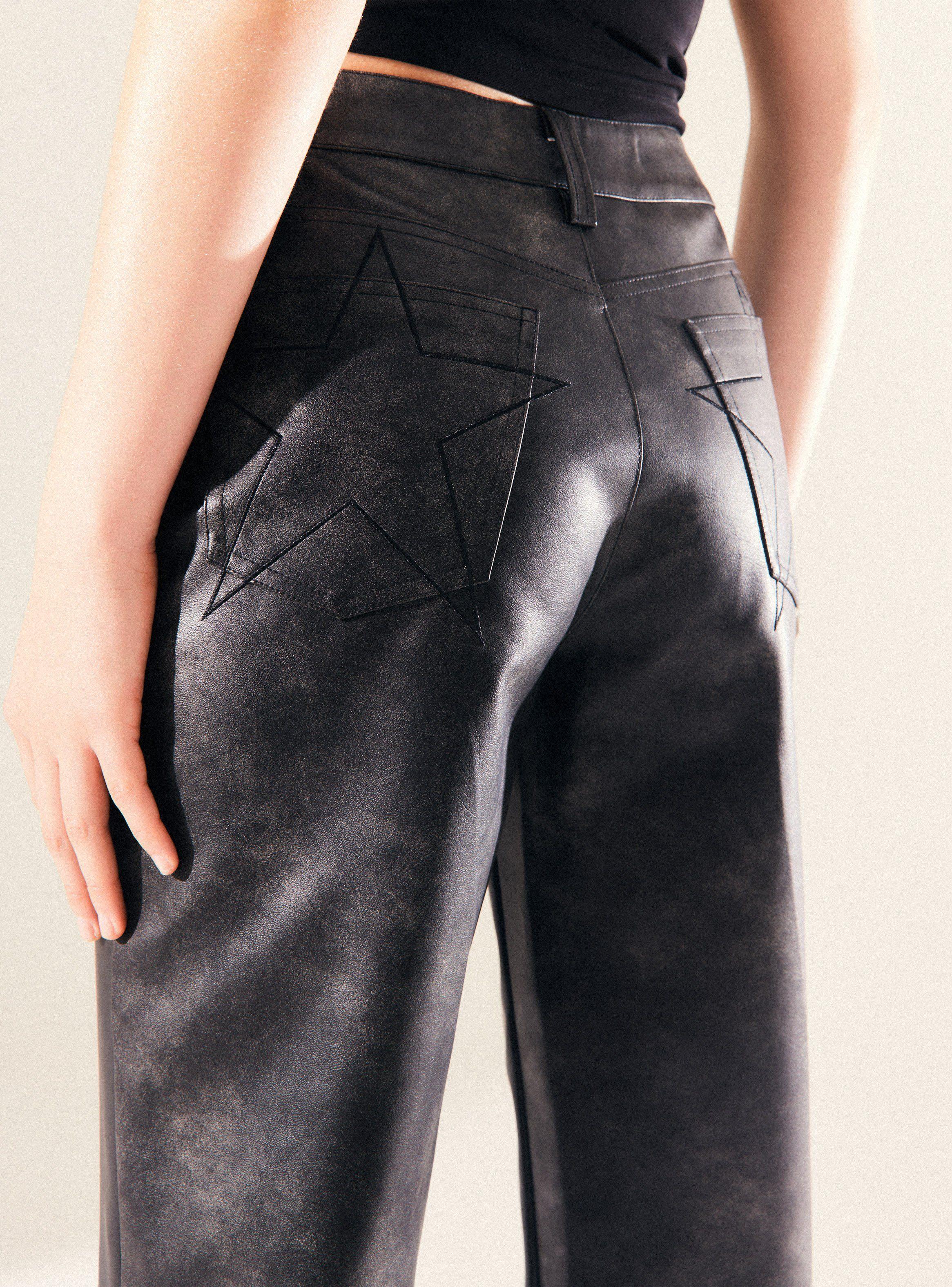 Pantalón Efecto Piel Bicolor Lavado-4