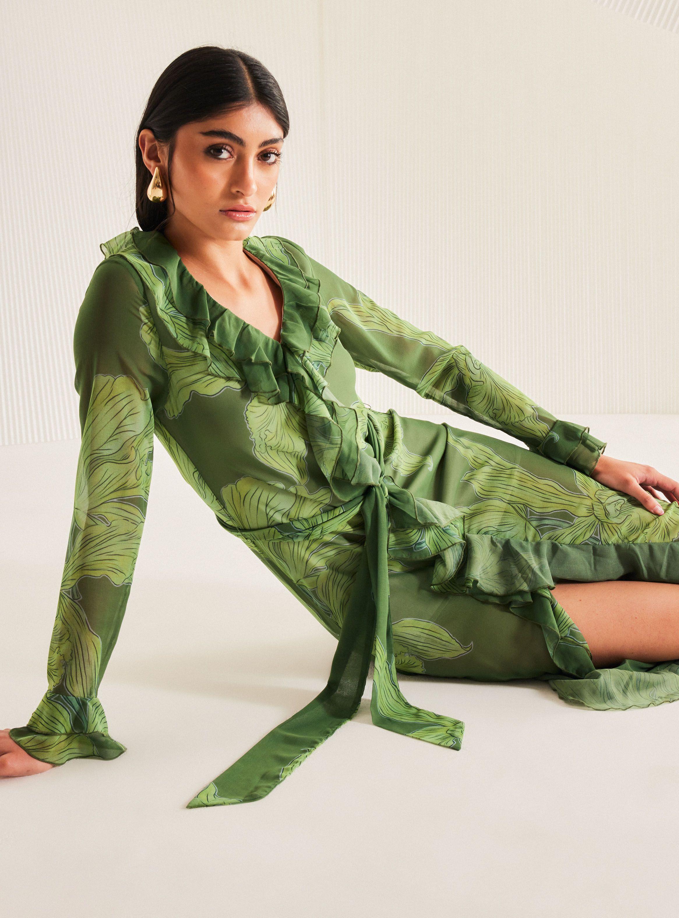 Vestido Colaboración María Guldman Floreado con Vuelos-2