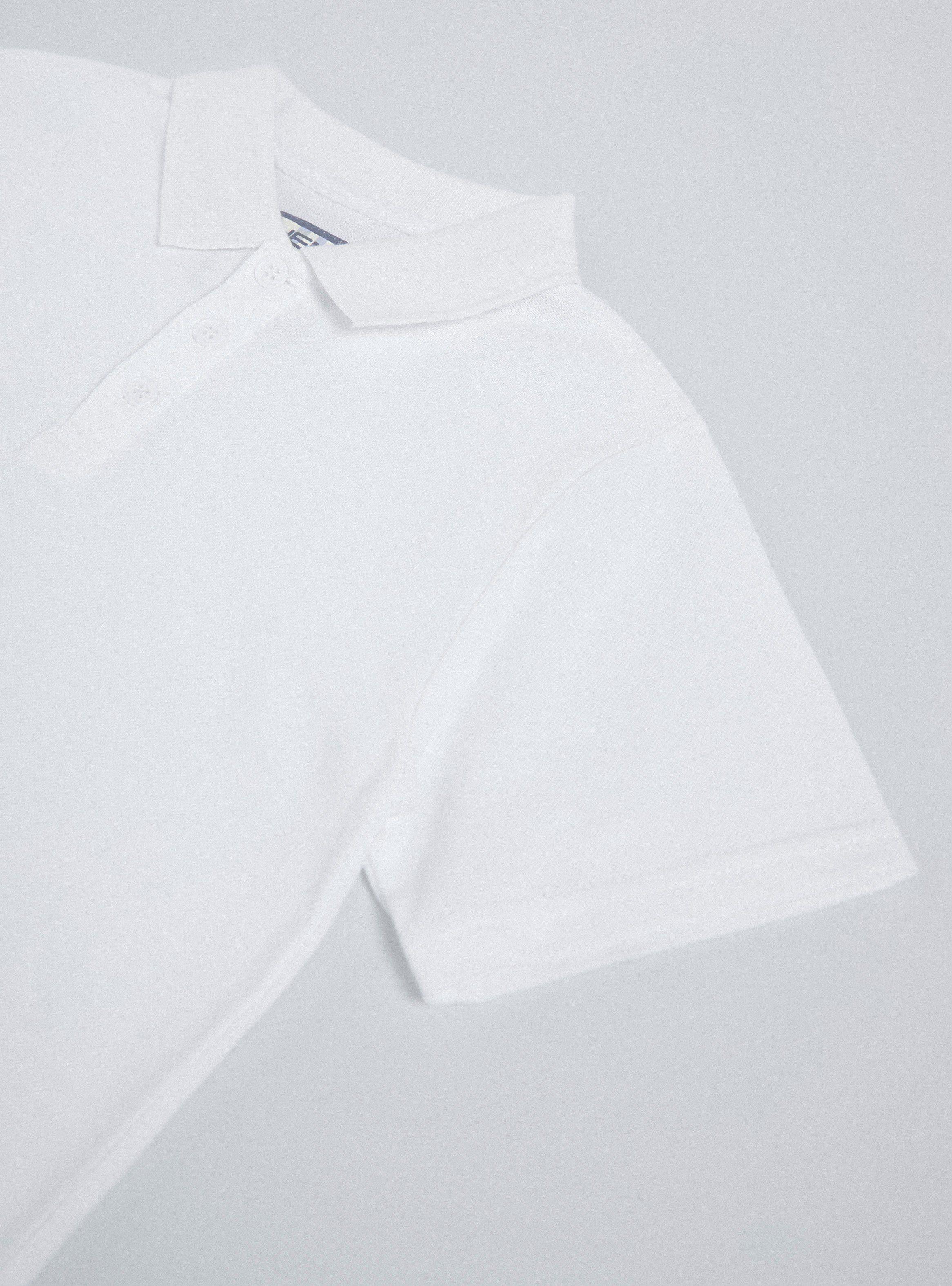 Polera Piqué Manga Corta Blanca Talla 6-8-10-2