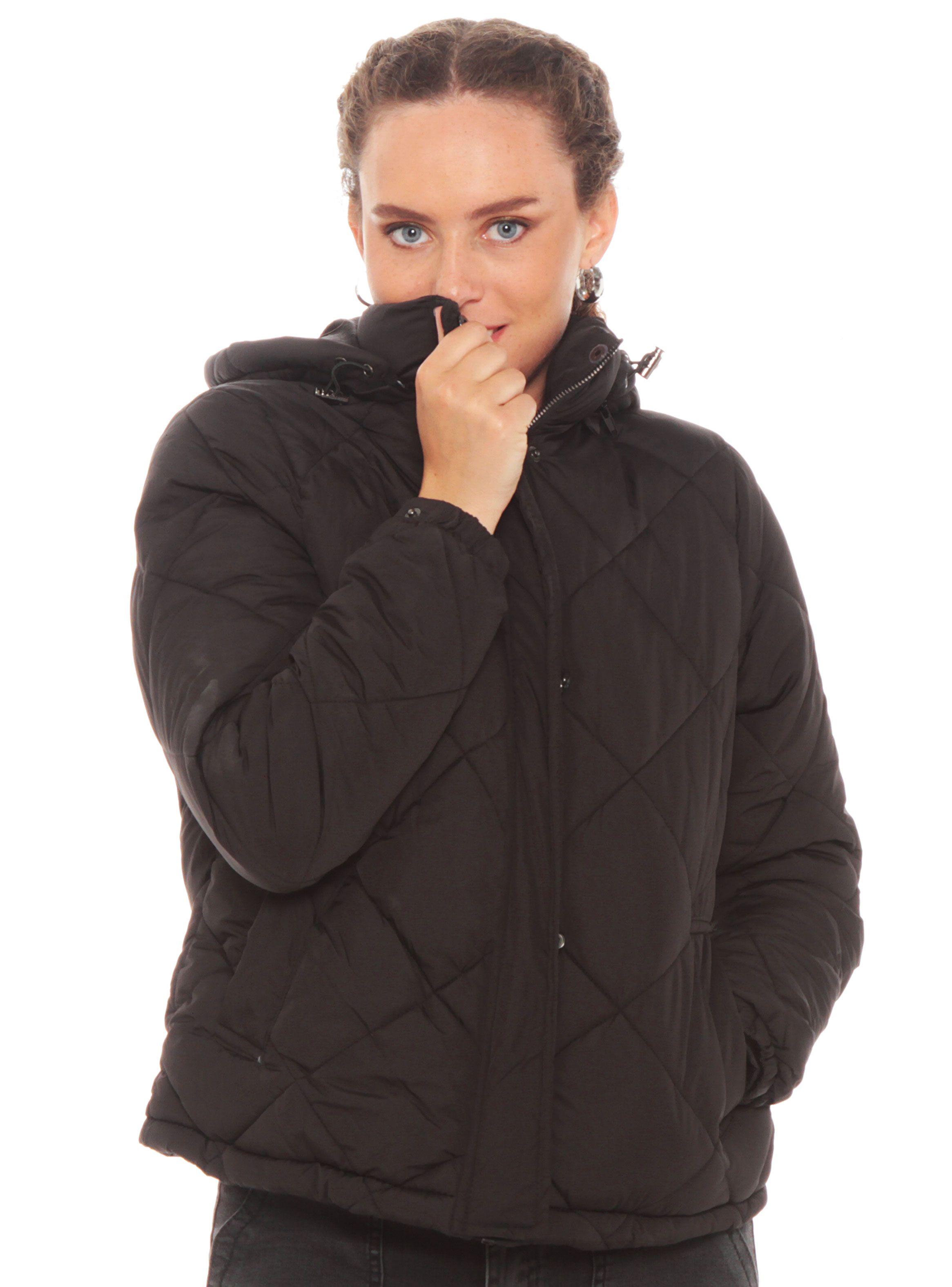 Parka Manga Larga Con Capucha Color Básico-0
