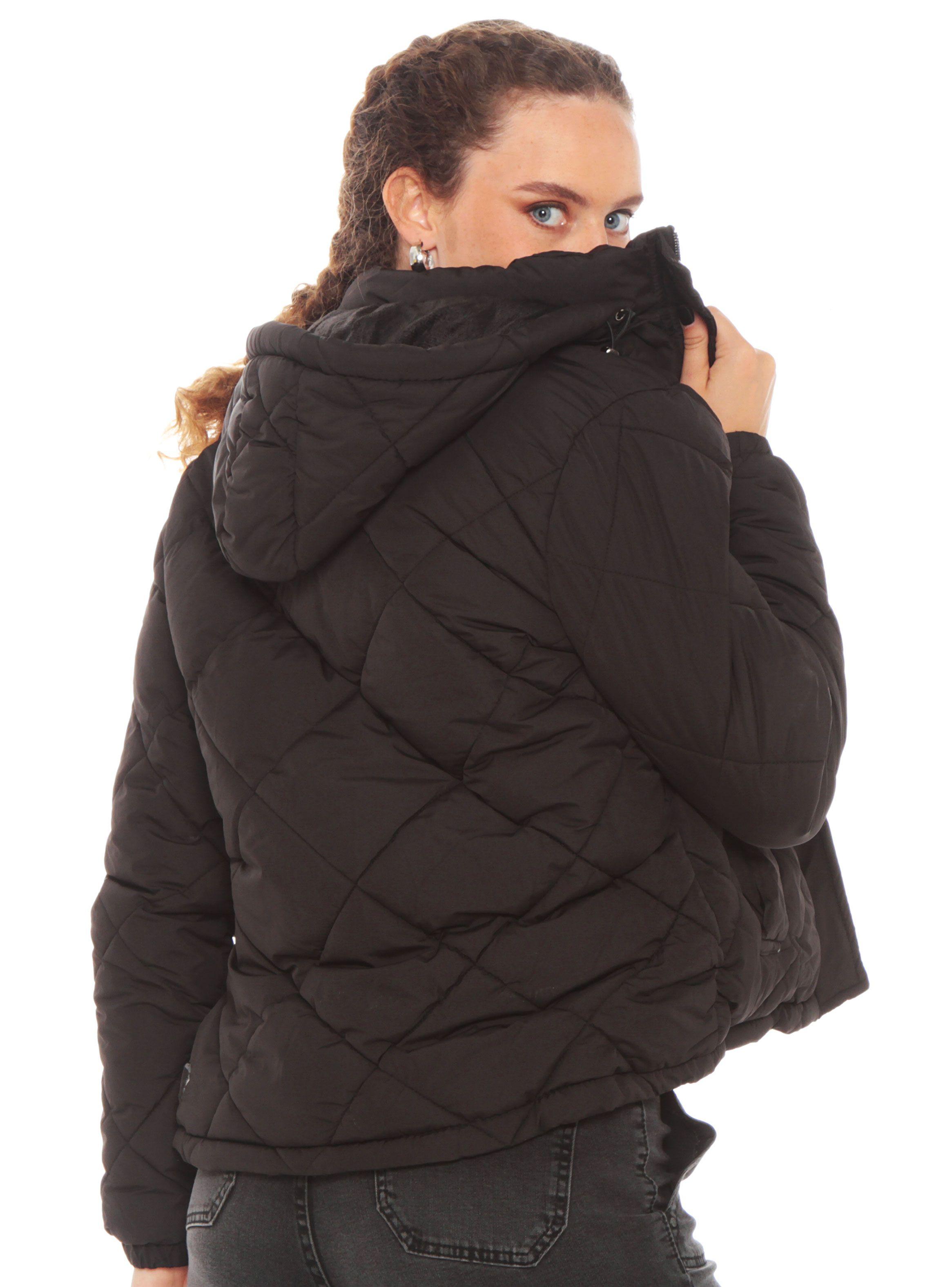 Parka Manga Larga Con Capucha Color Básico-1