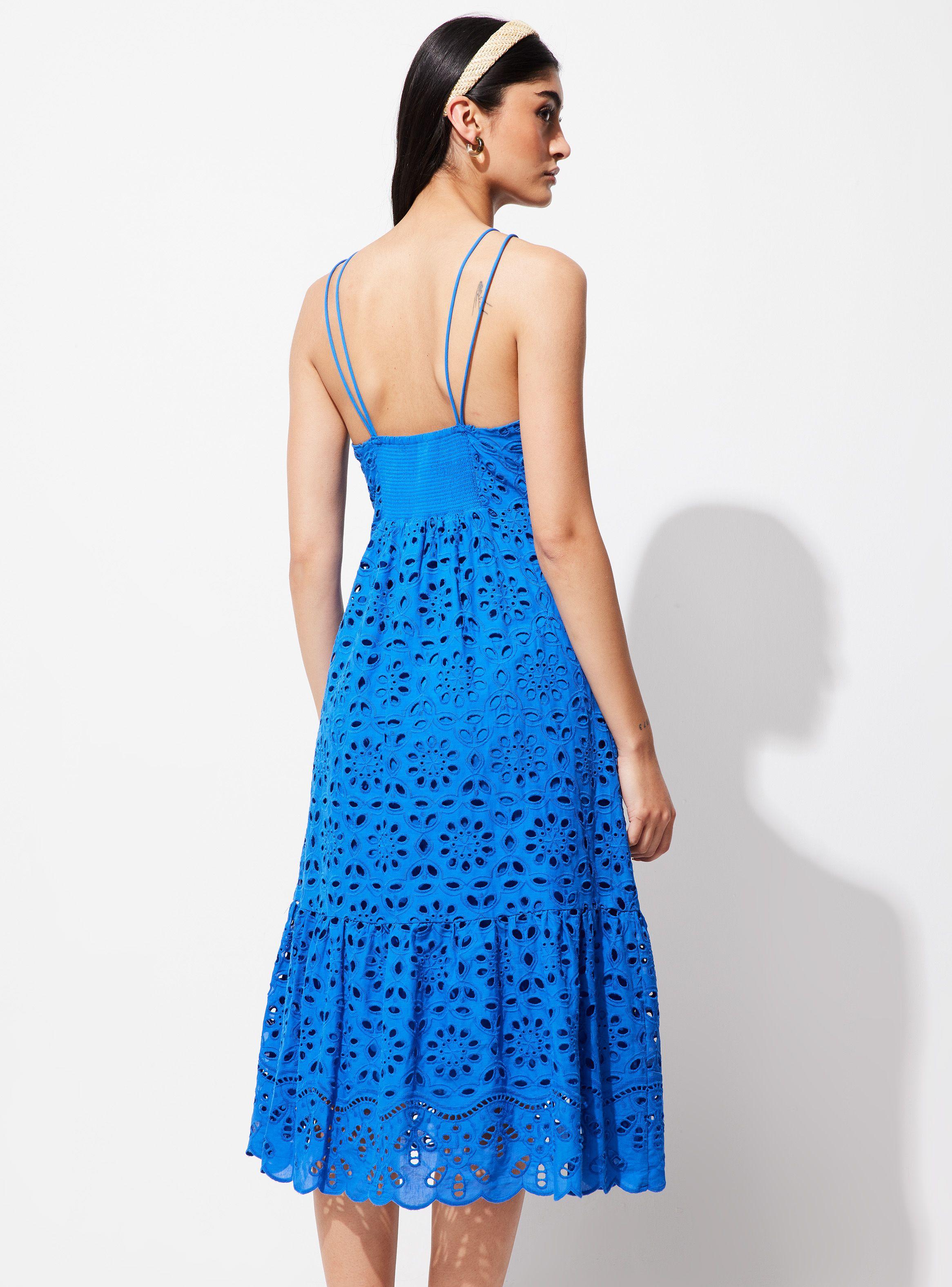 Vestido Largo Bordado con Forro y Amarra en Escote-1