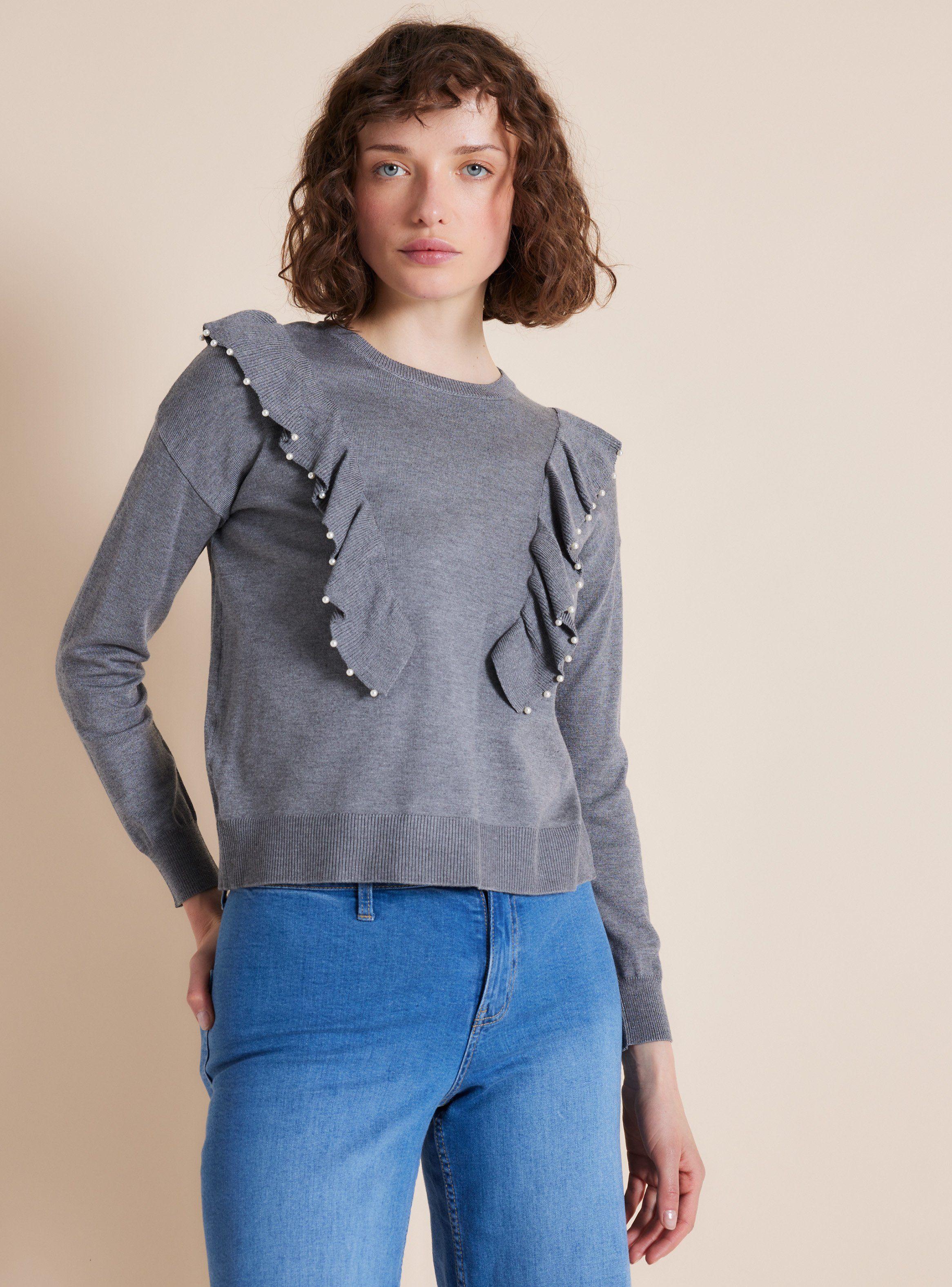 Sweater Vuelos con Aplicación Perlas-0