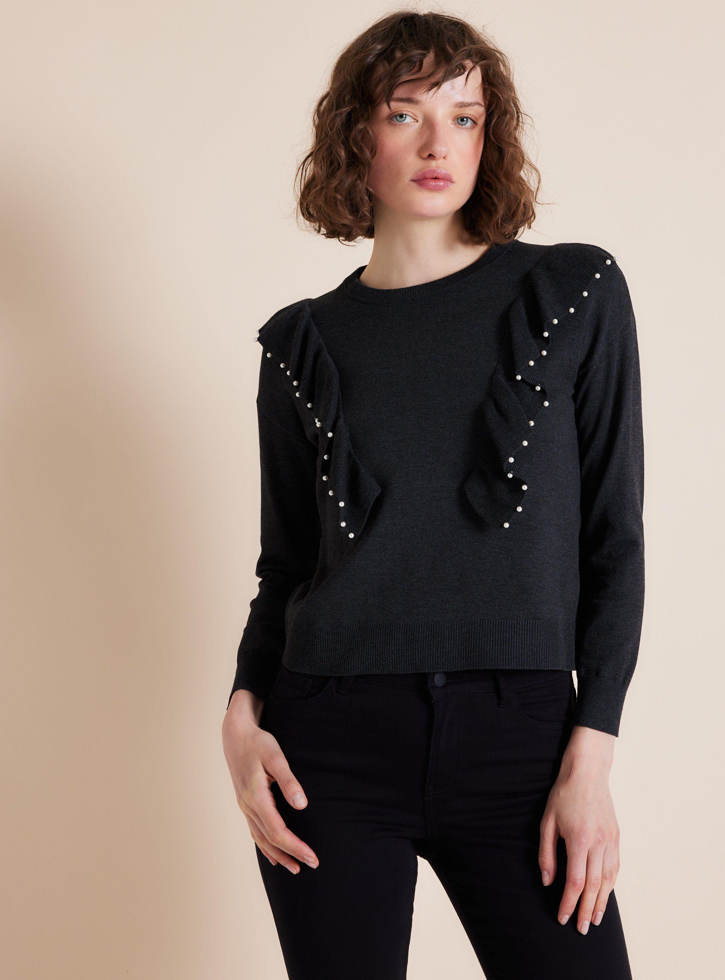 Sweater Vuelos con Aplicación Perlas-0