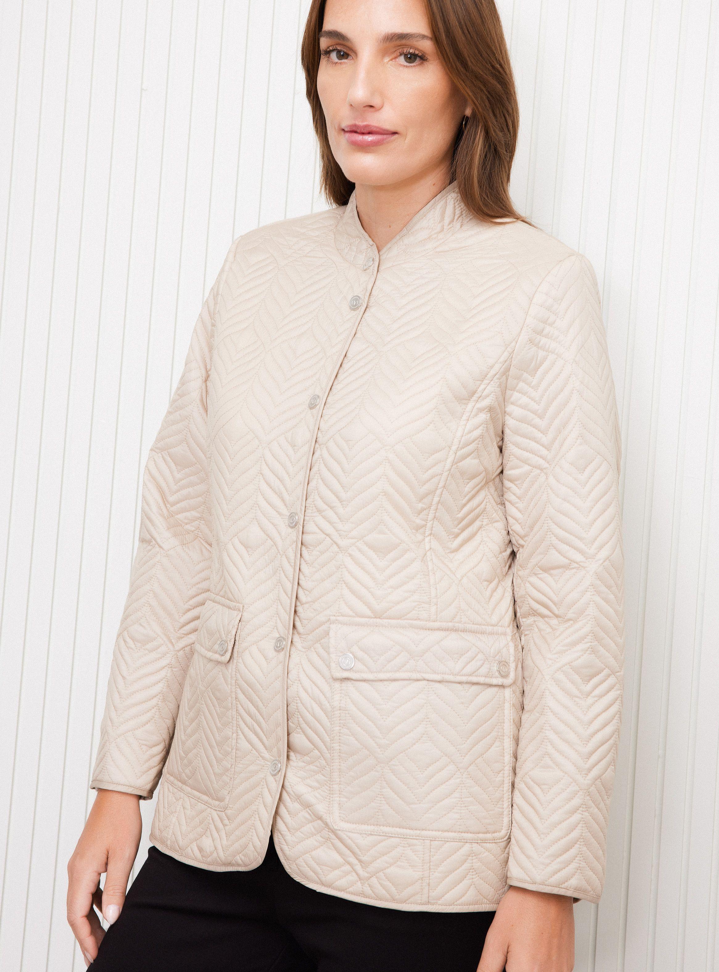 Parka Quilt Espiga Bolsillos Frontales y Botones Metálicos-2