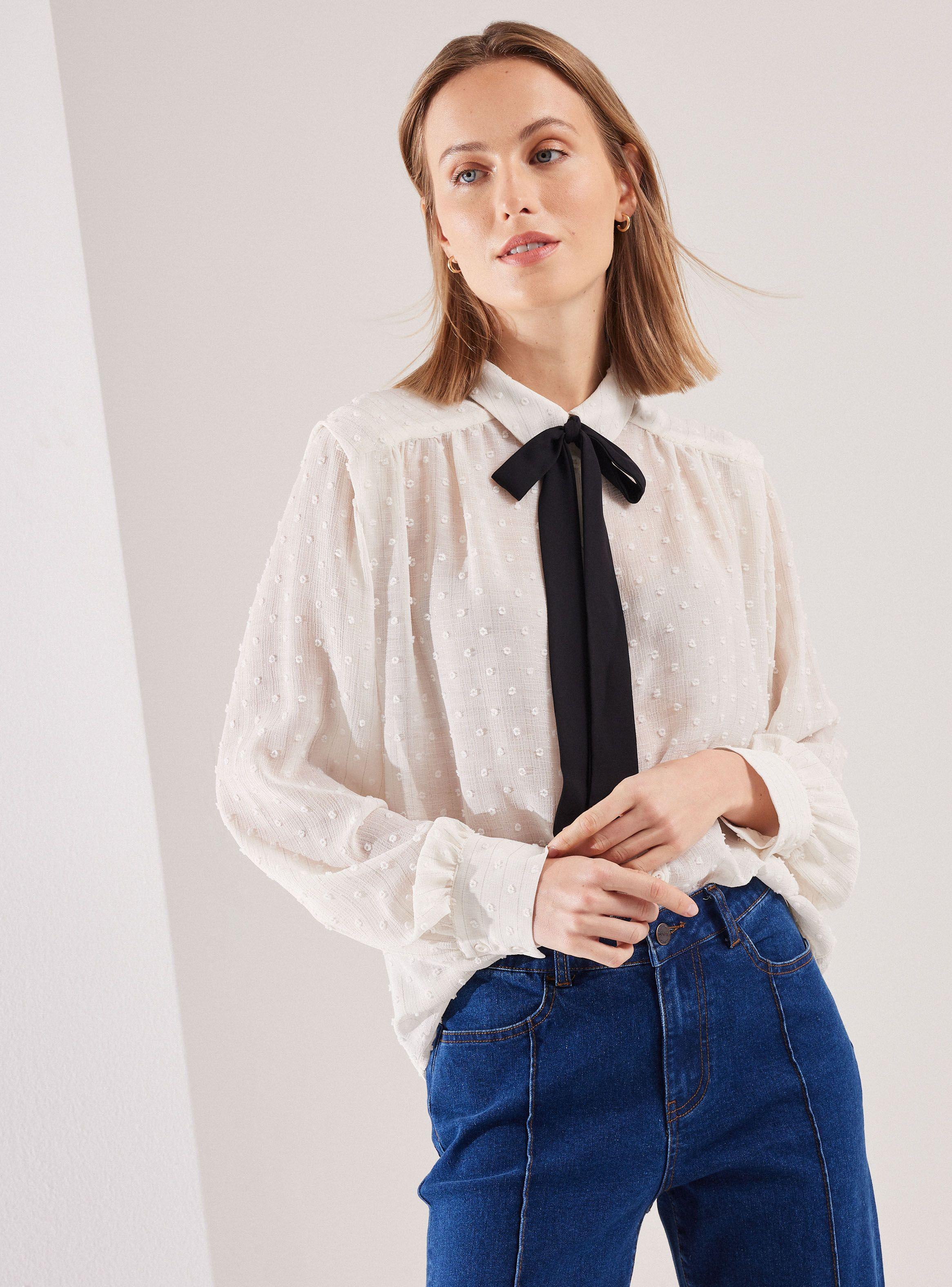 Blusa Plumetti Con Lazo Desmontable-0