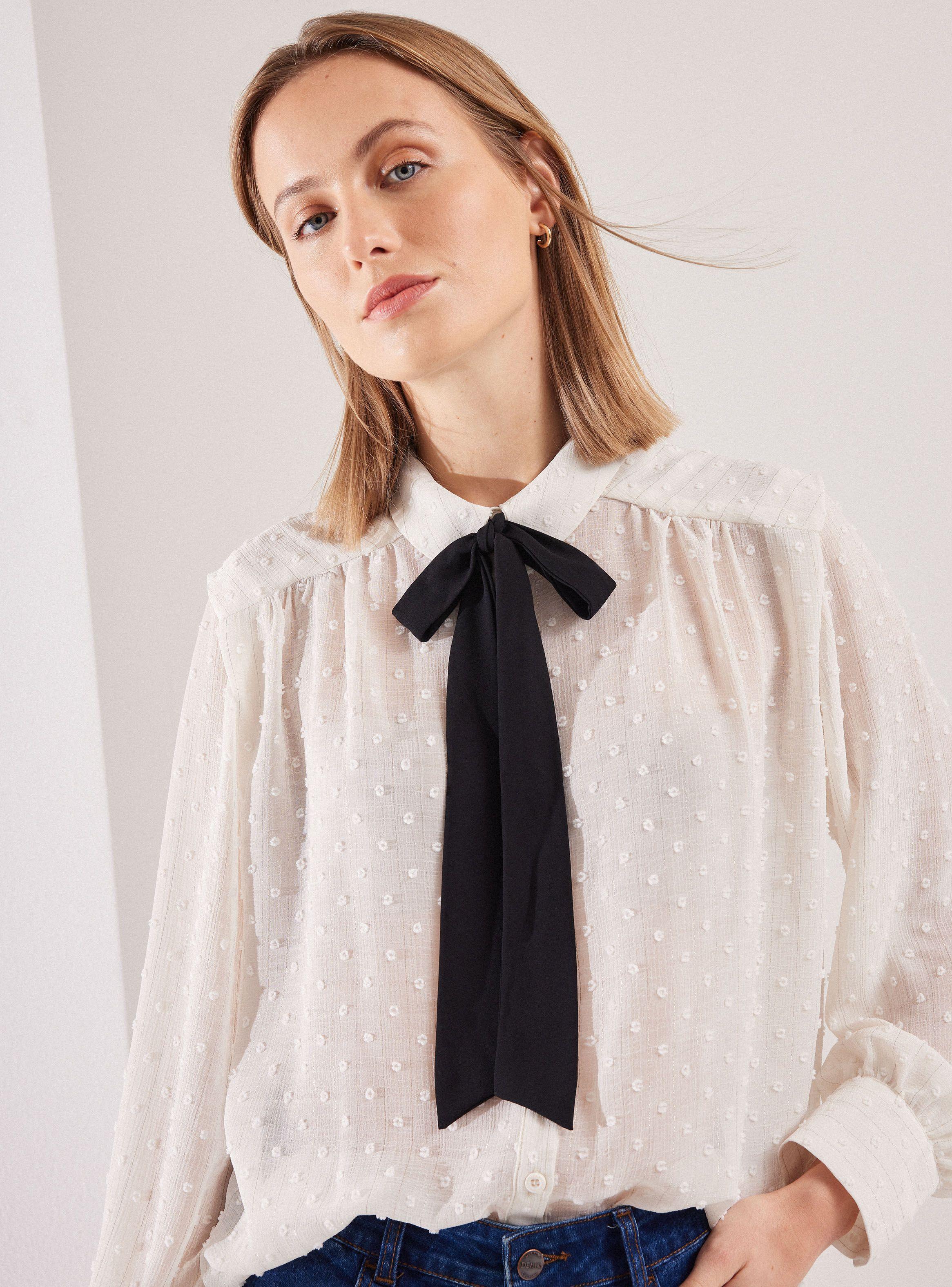 Blusa Plumetti Con Lazo Desmontable-2