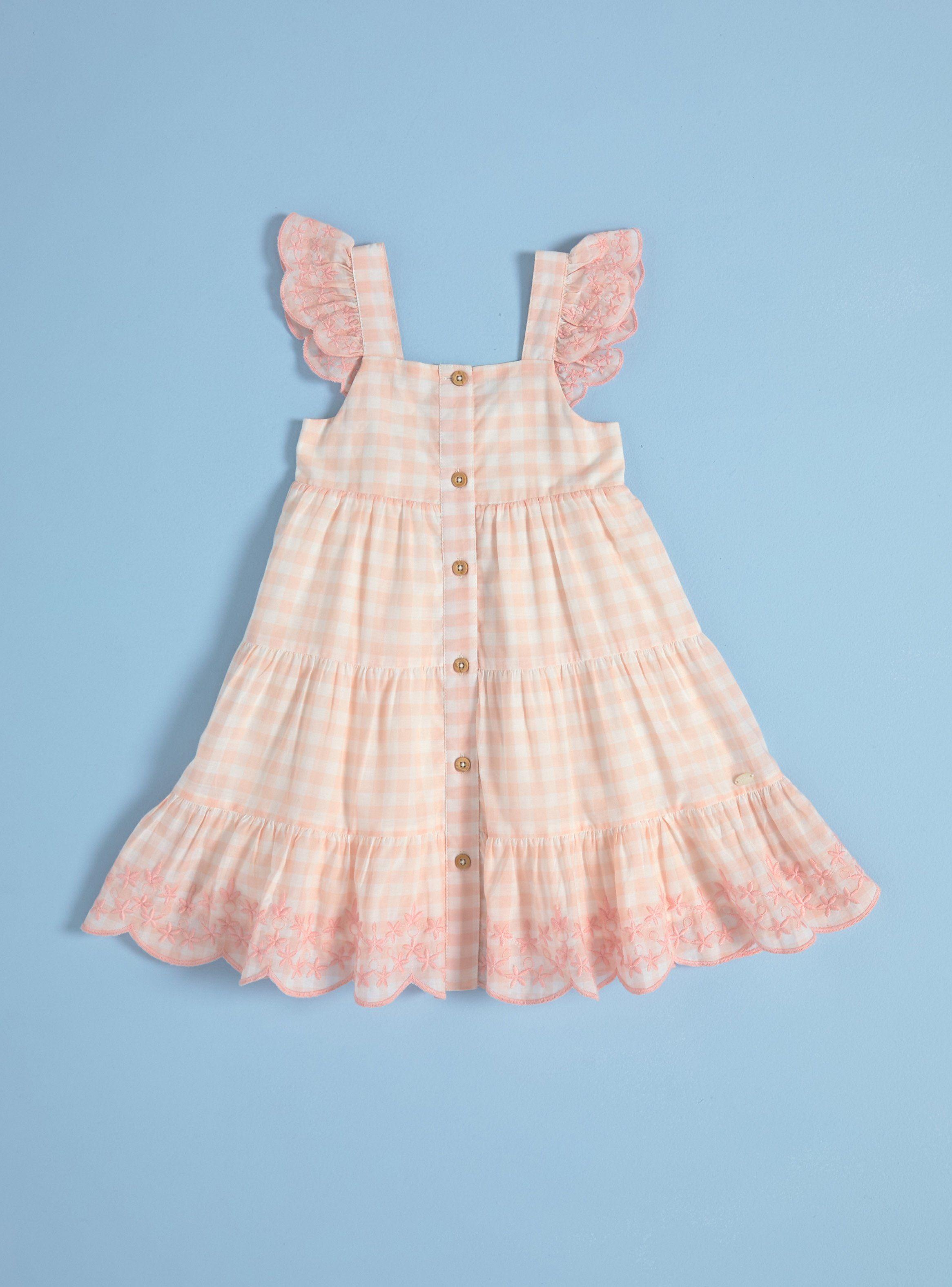 Vestido a Cuadros con Vuelos y Broderie-0