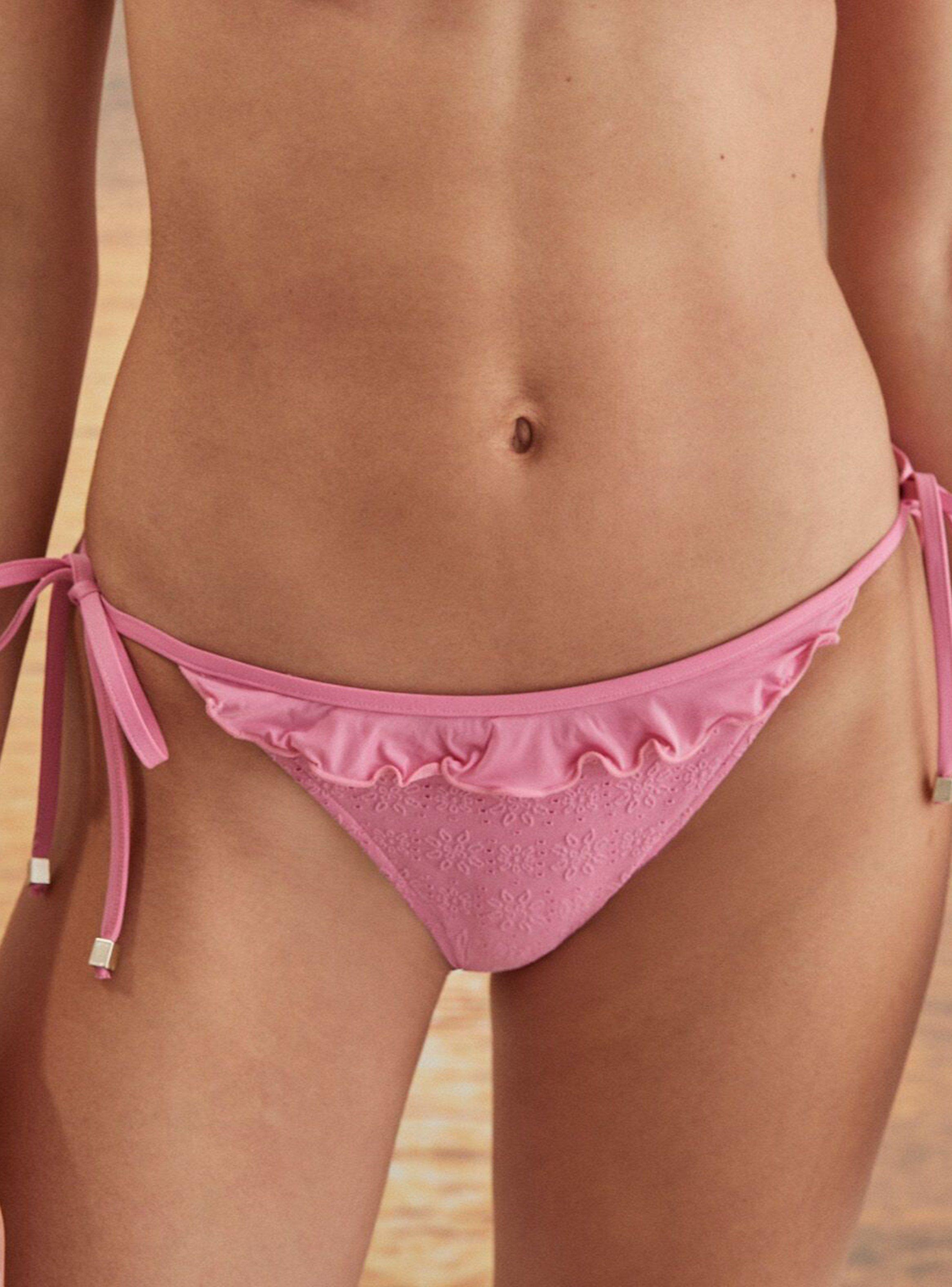 Calzón Bikini Lazos Bordado Rosa-0