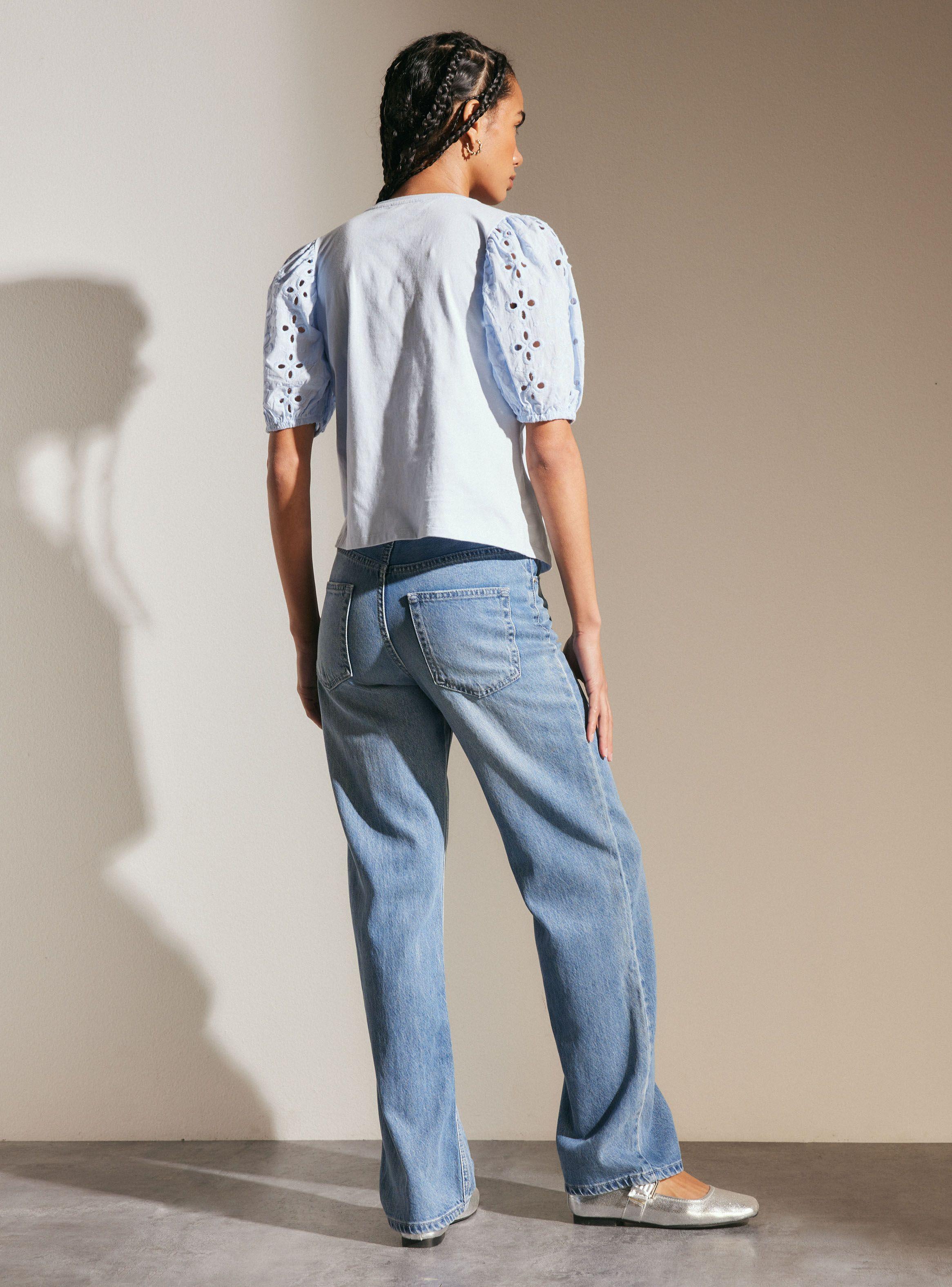 Polera Manga Abullonada Bordada-5