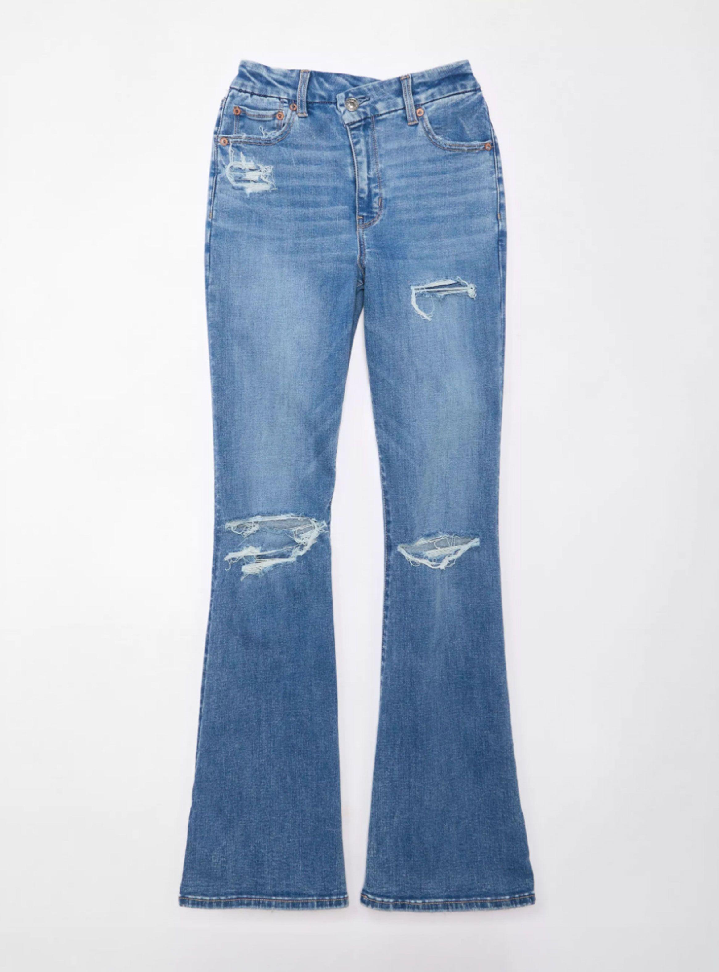 Jeans Ae Next Level Flare Curvy Tiro Alto Roturas-2