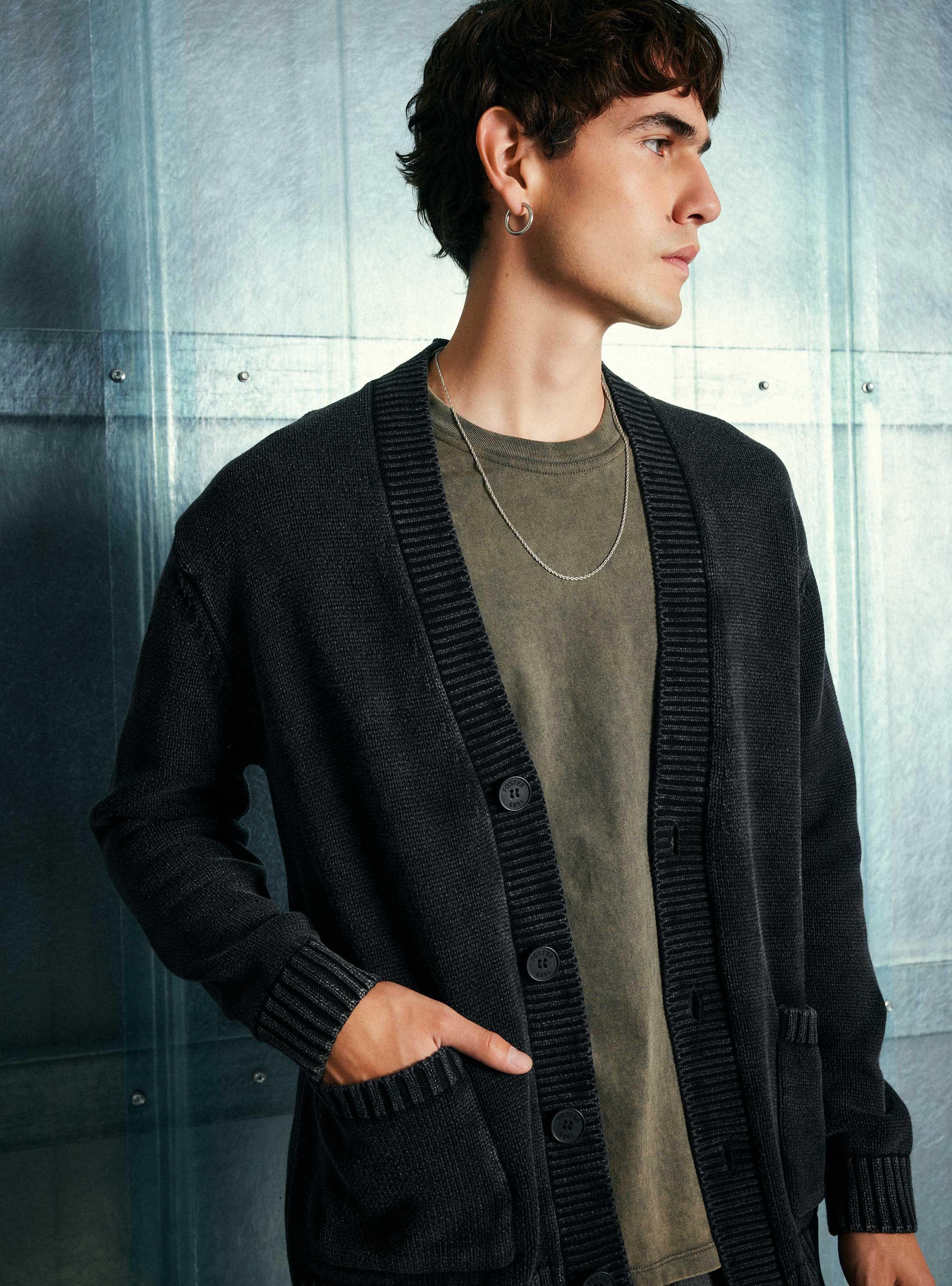 Chaleco Cardigan Lavado Bolsillos-2