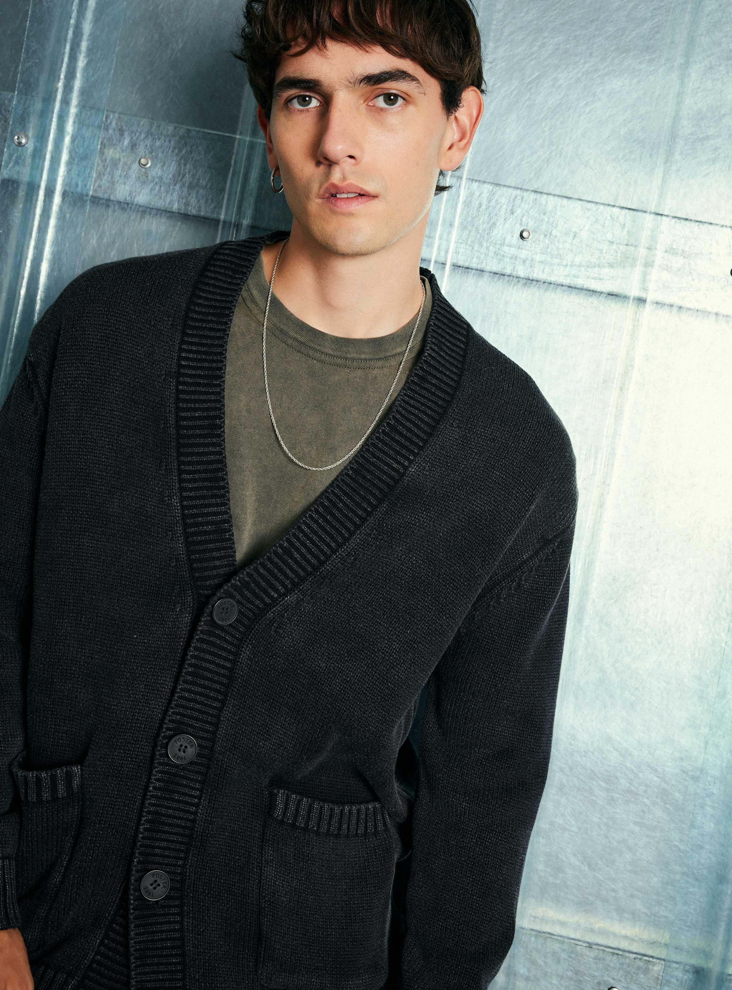 Chaleco Cardigan Lavado Bolsillos-3