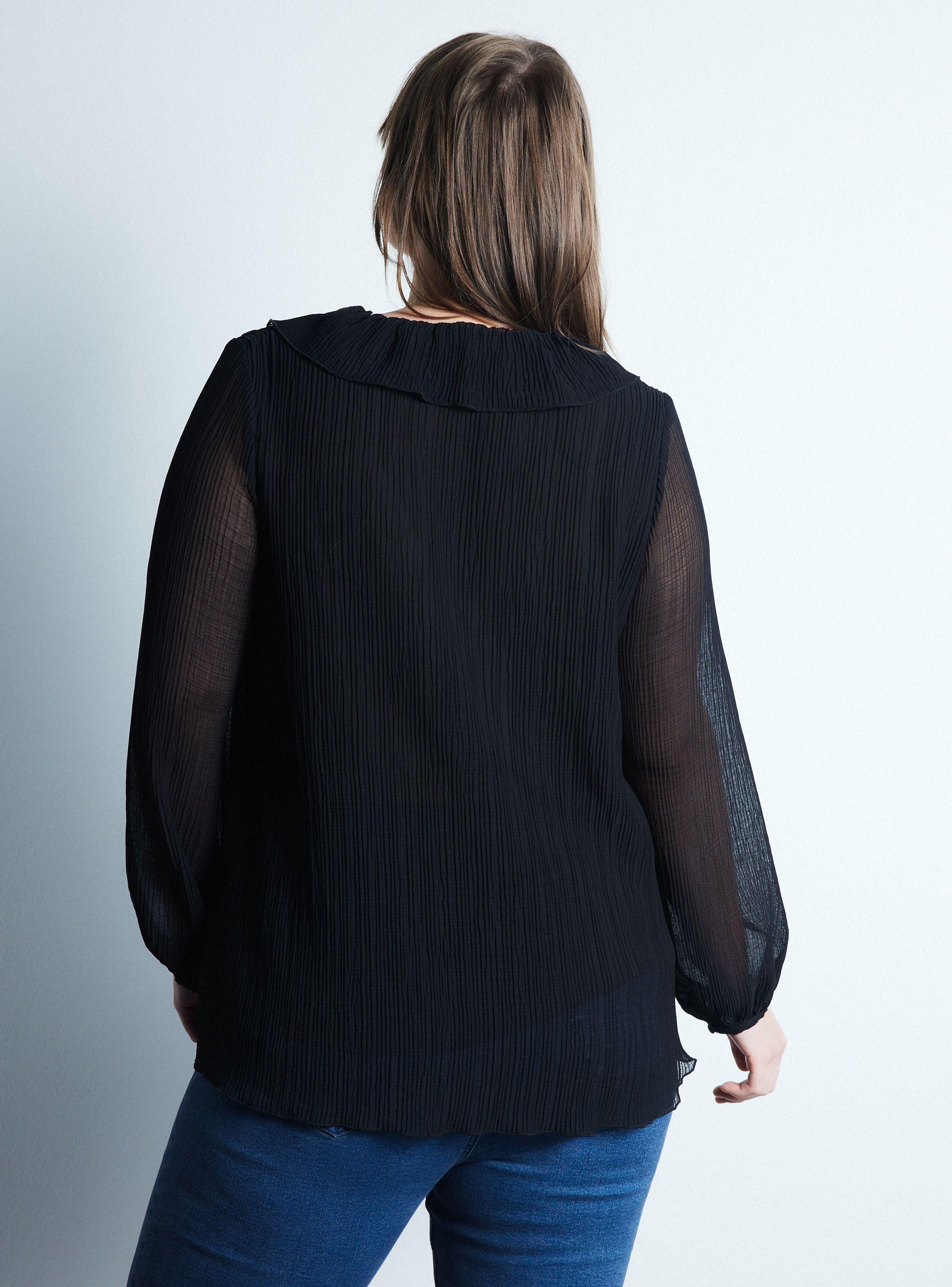 Blusa Escote V con Vuelos Plisada-1