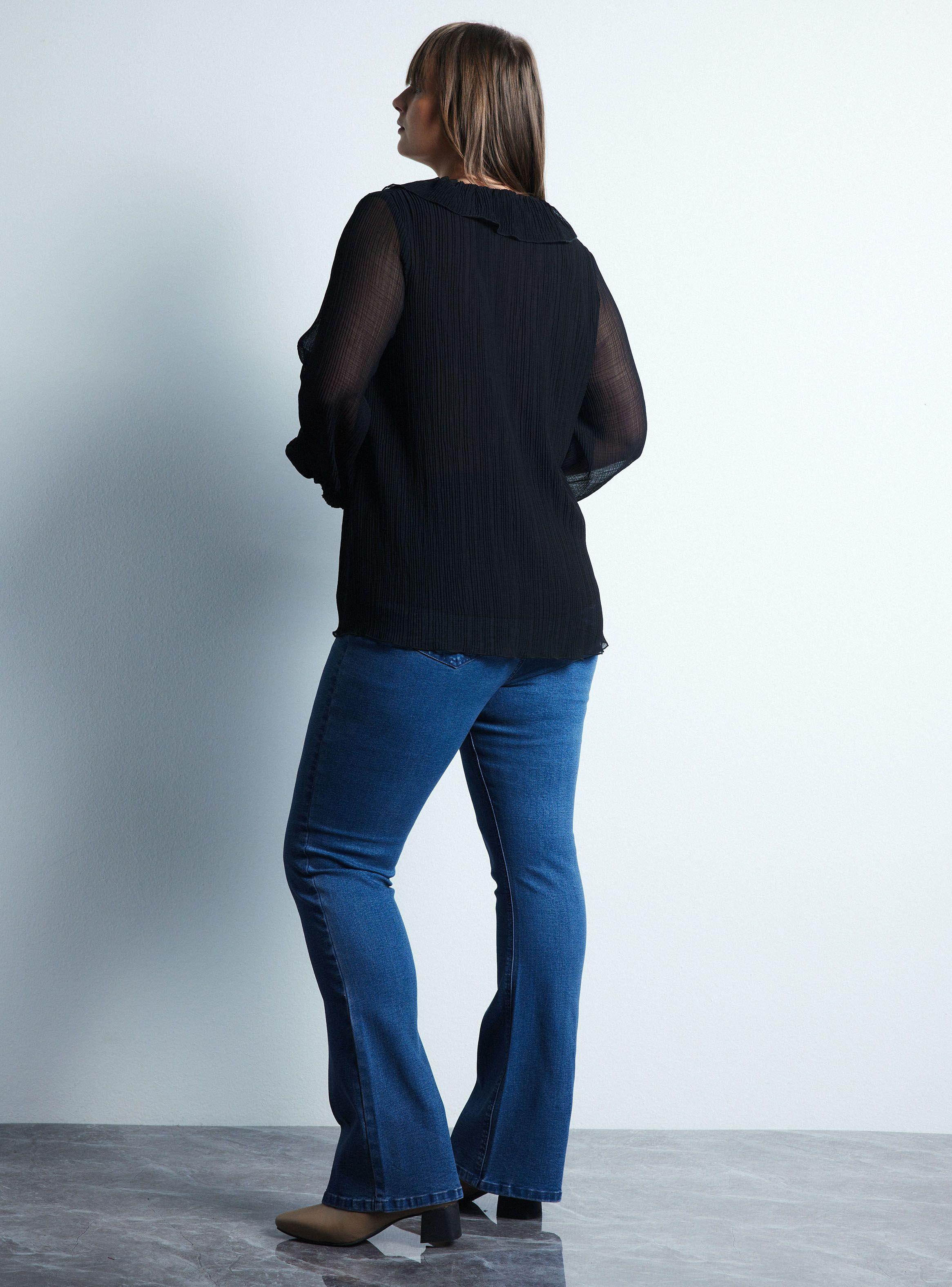 Blusa Escote V con Vuelos Plisada-5