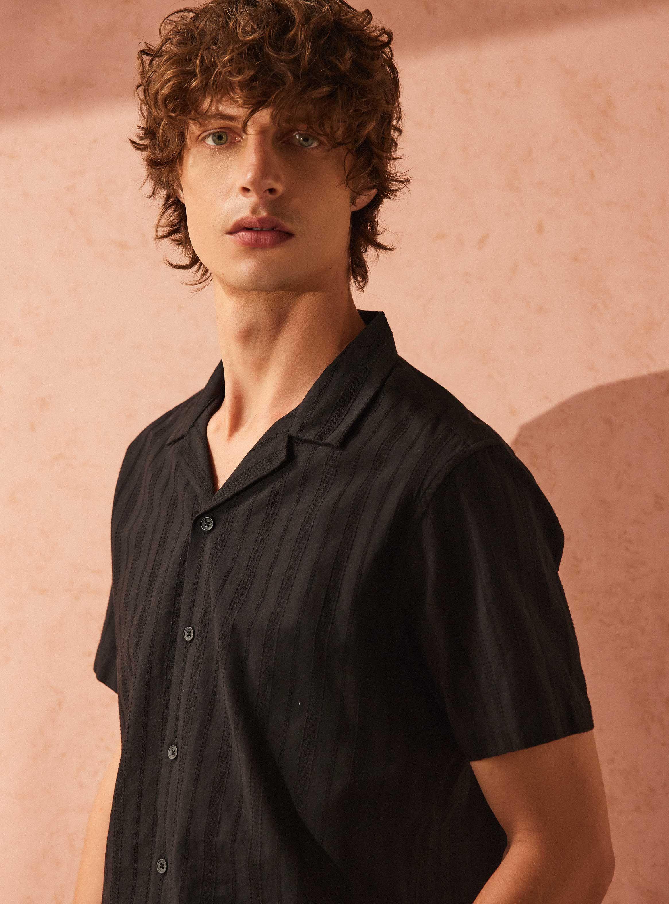 Camisa Casual de Botones Texturada-2