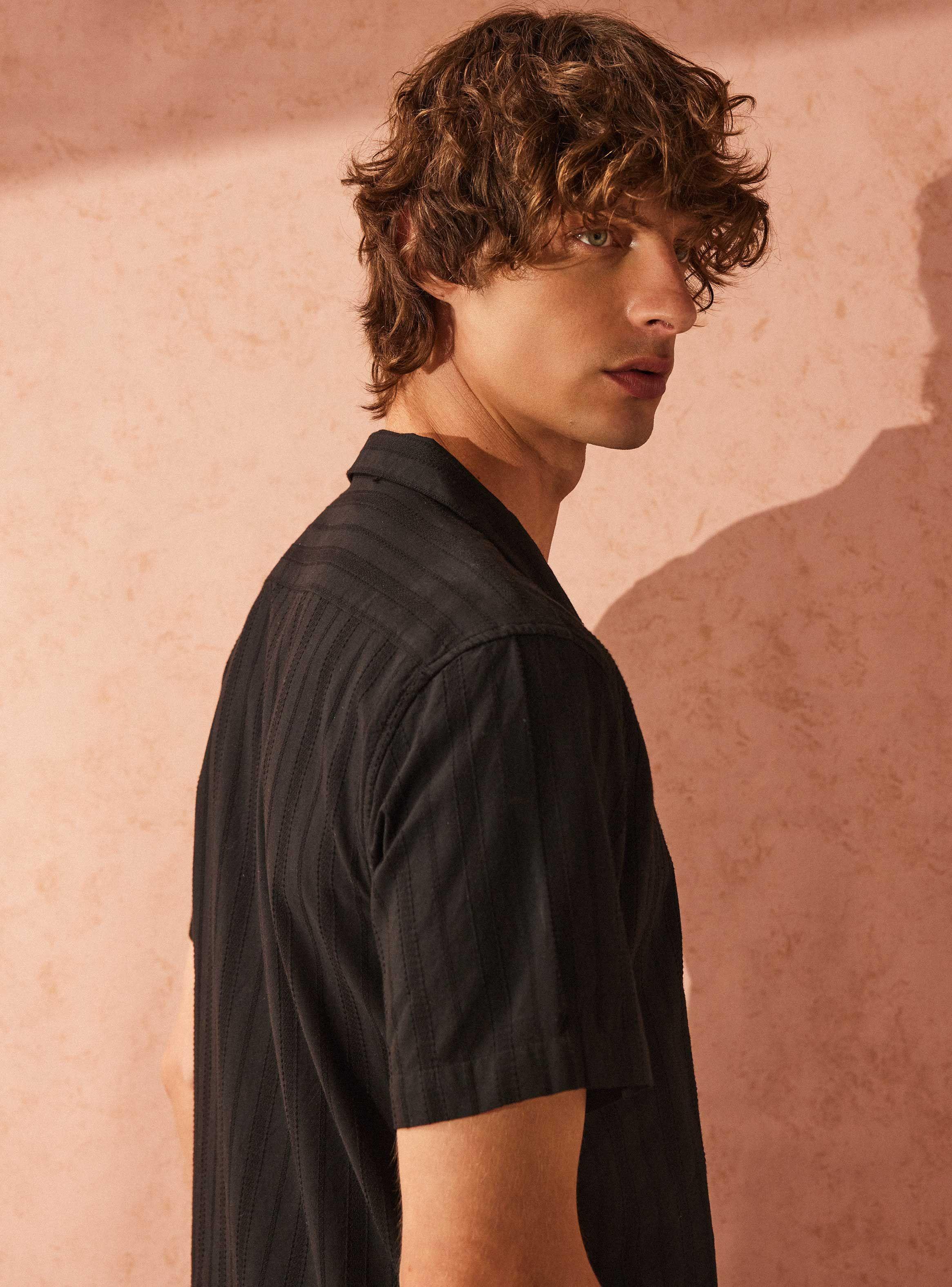 Camisa Casual de Botones Texturada-3