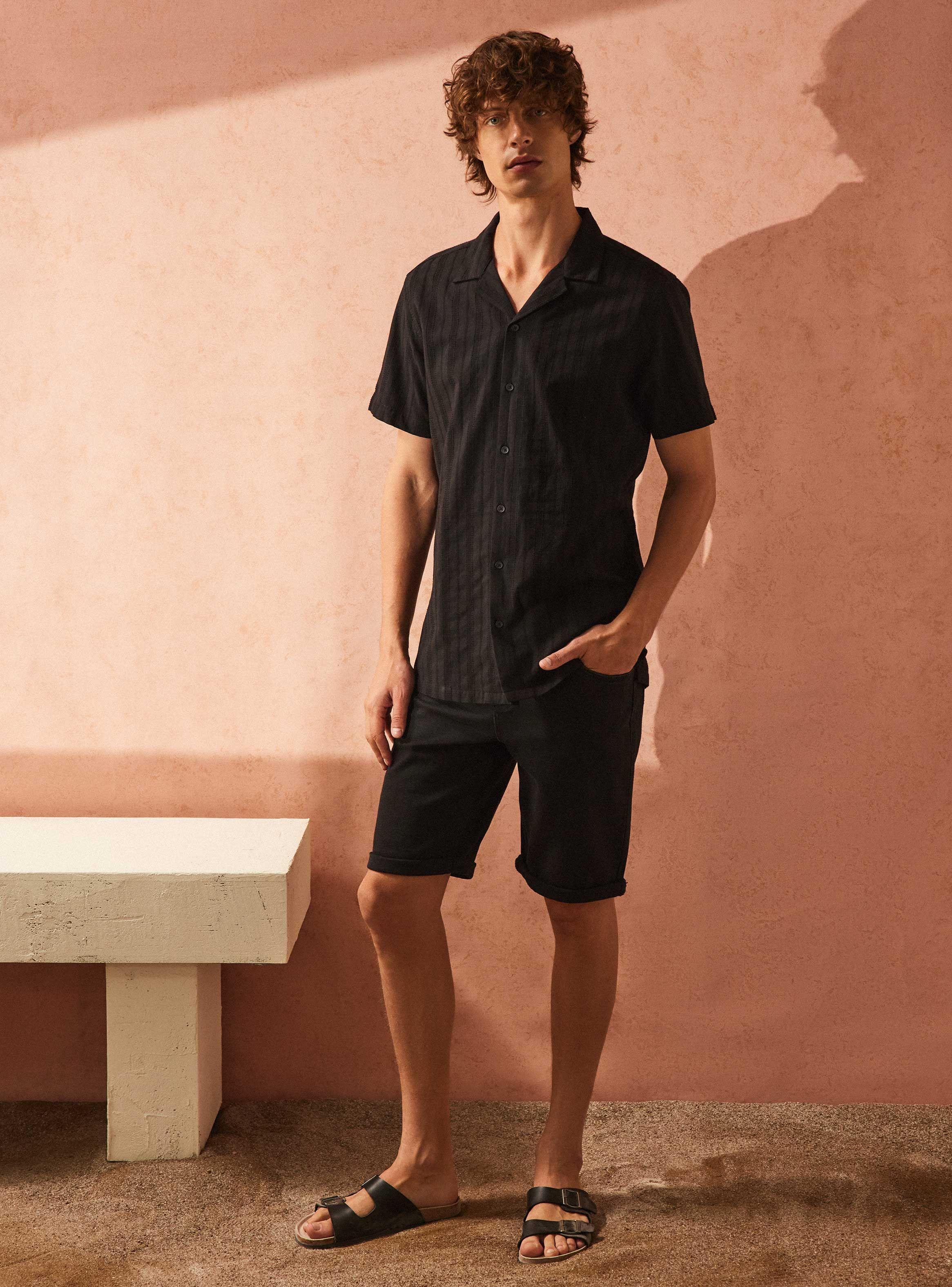 Camisa Casual de Botones Texturada-4