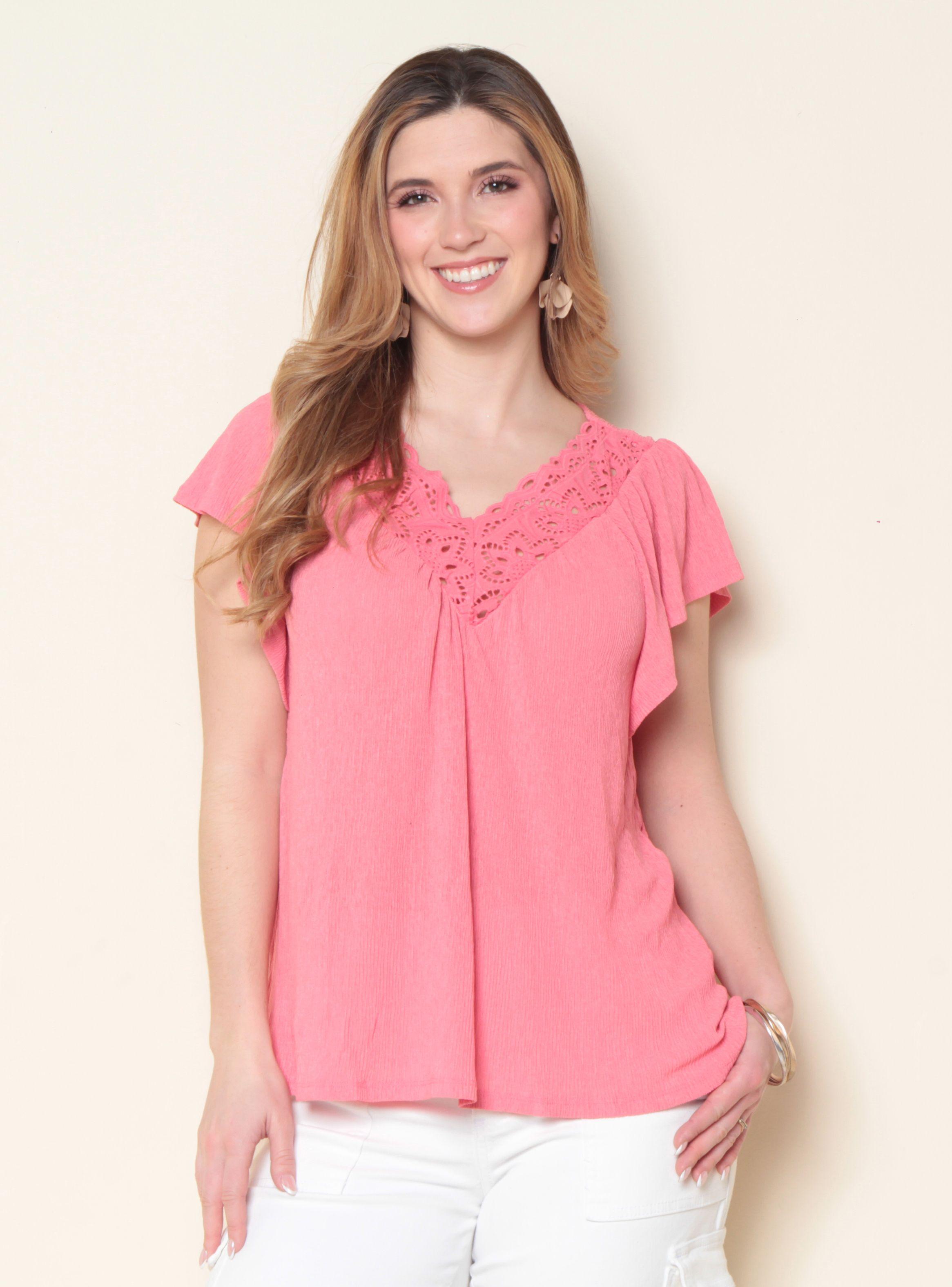 Polera Manga Corta Escote V Aplicación-0