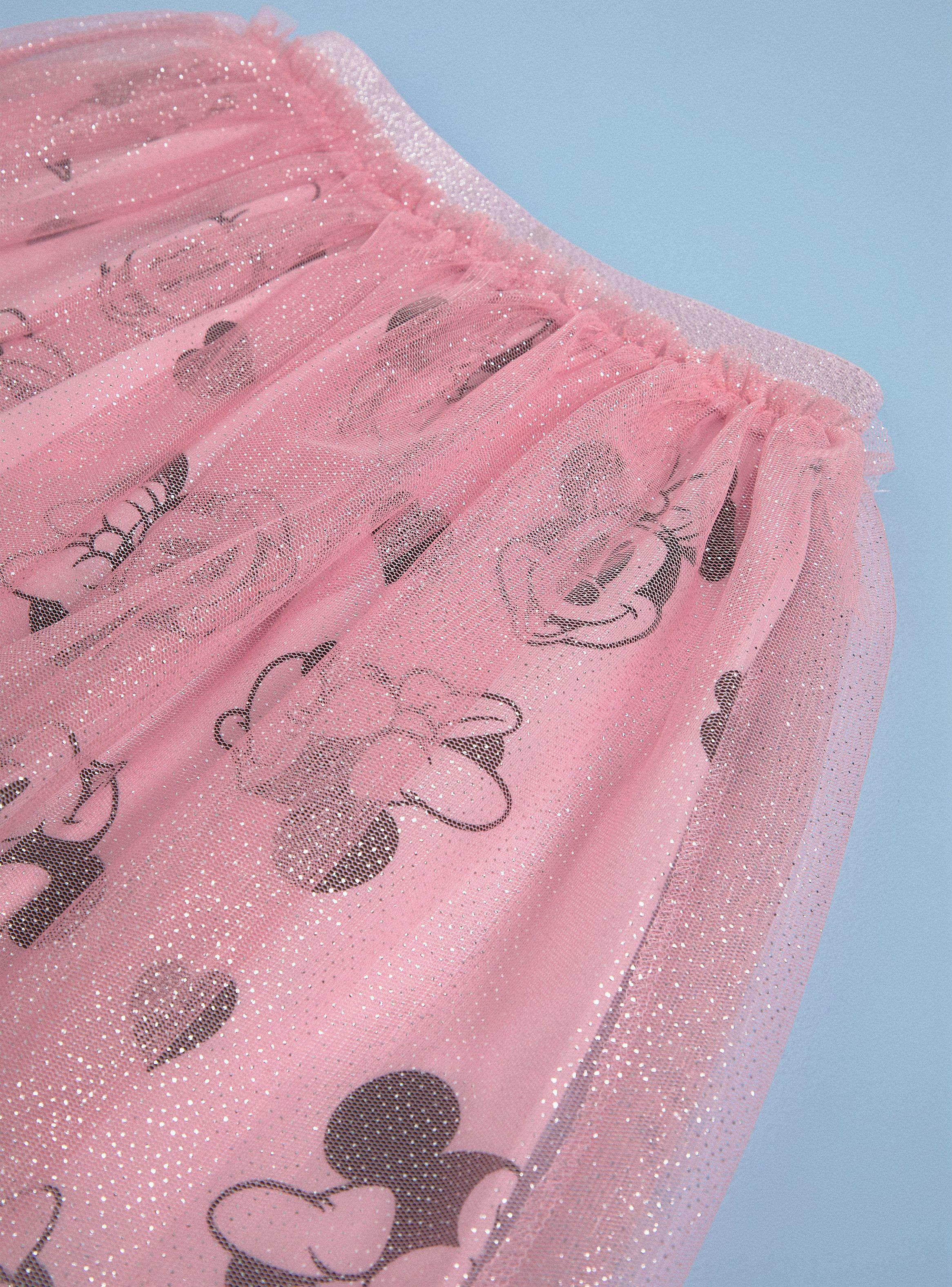 Falda de Tulle Rosada con Glitter Minnie Mouse Disney-4