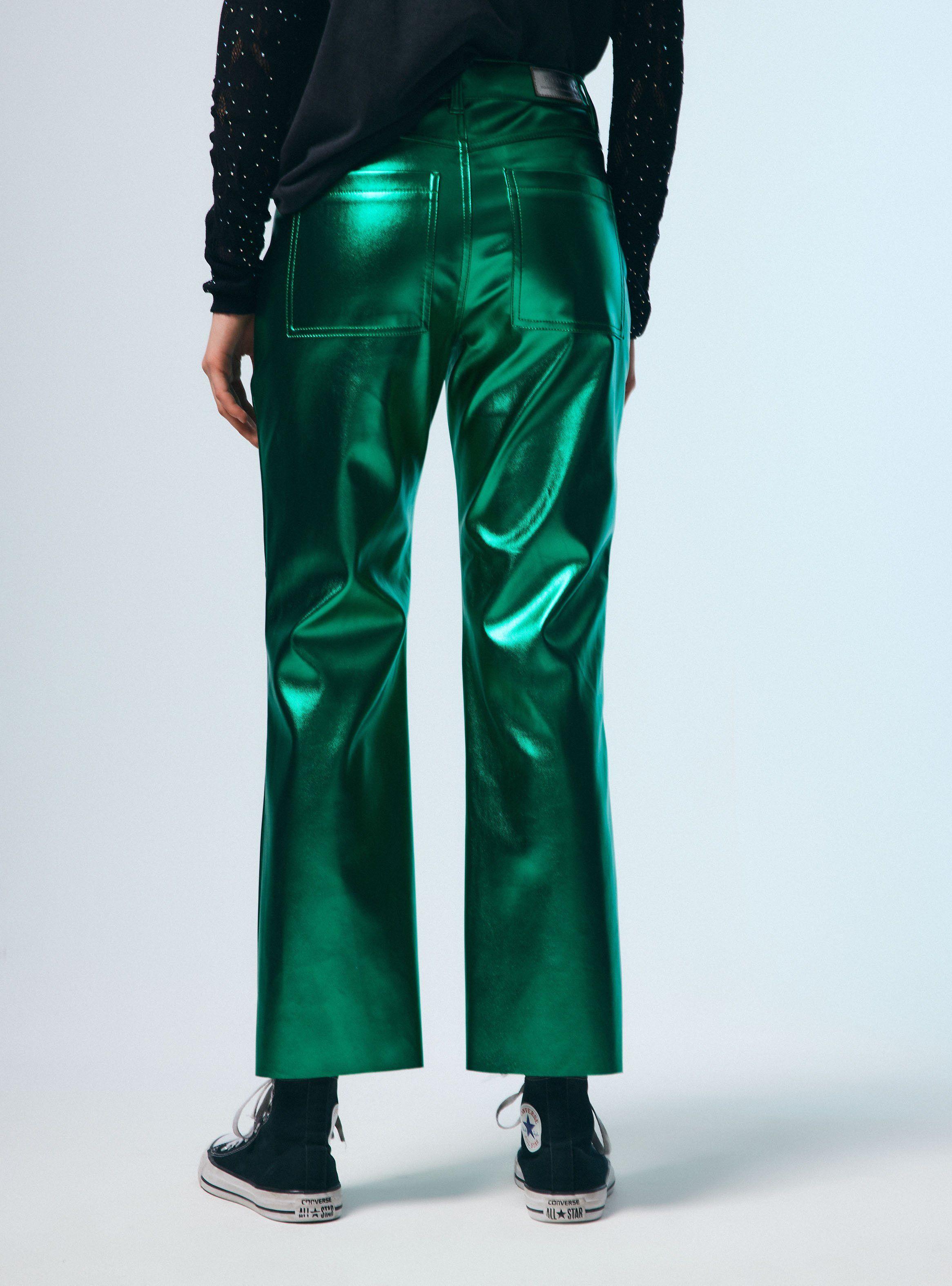 Pantalón Efecto Cuero Metalizado-1