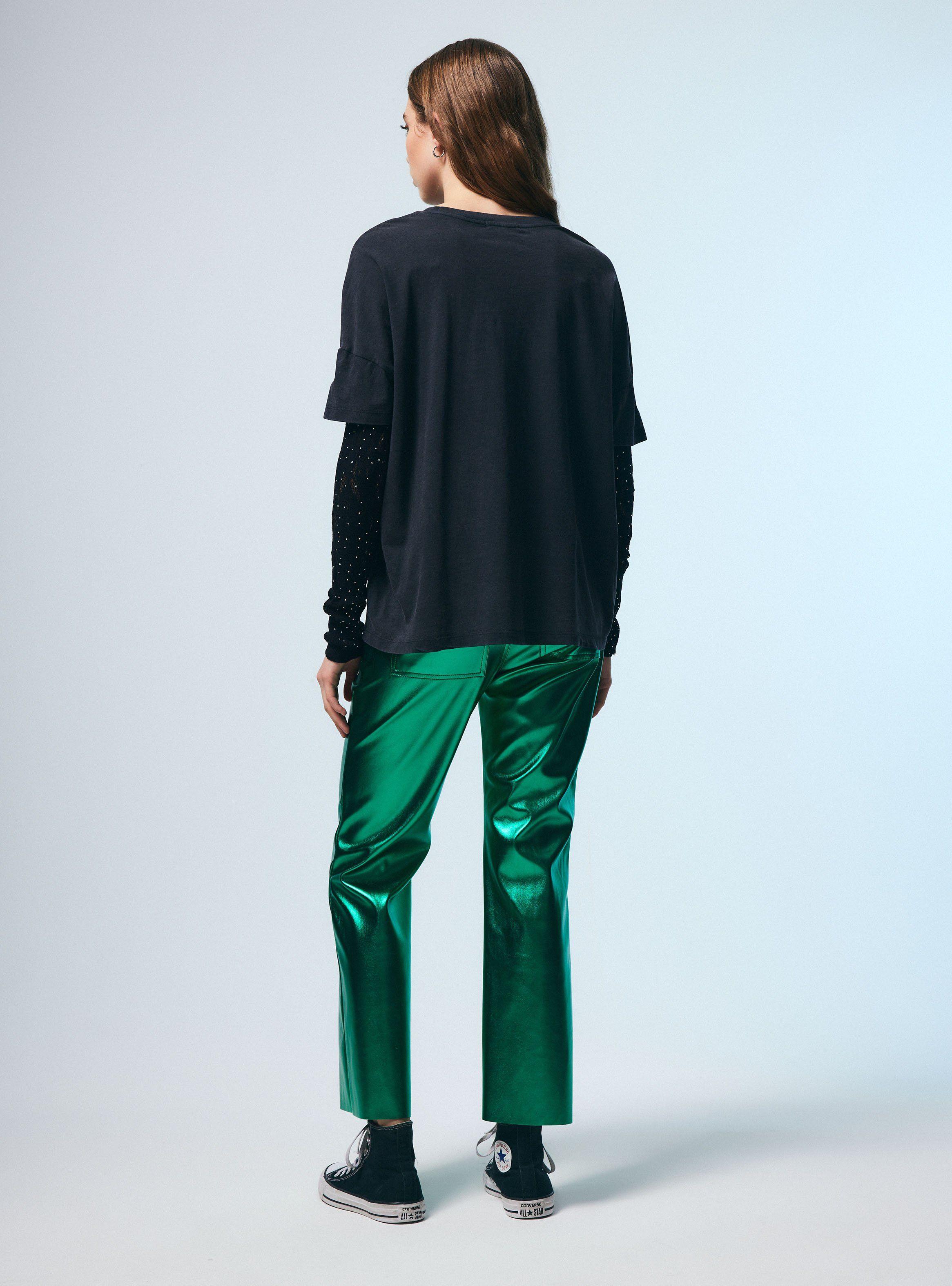 Pantalón Efecto Cuero Metalizado-5