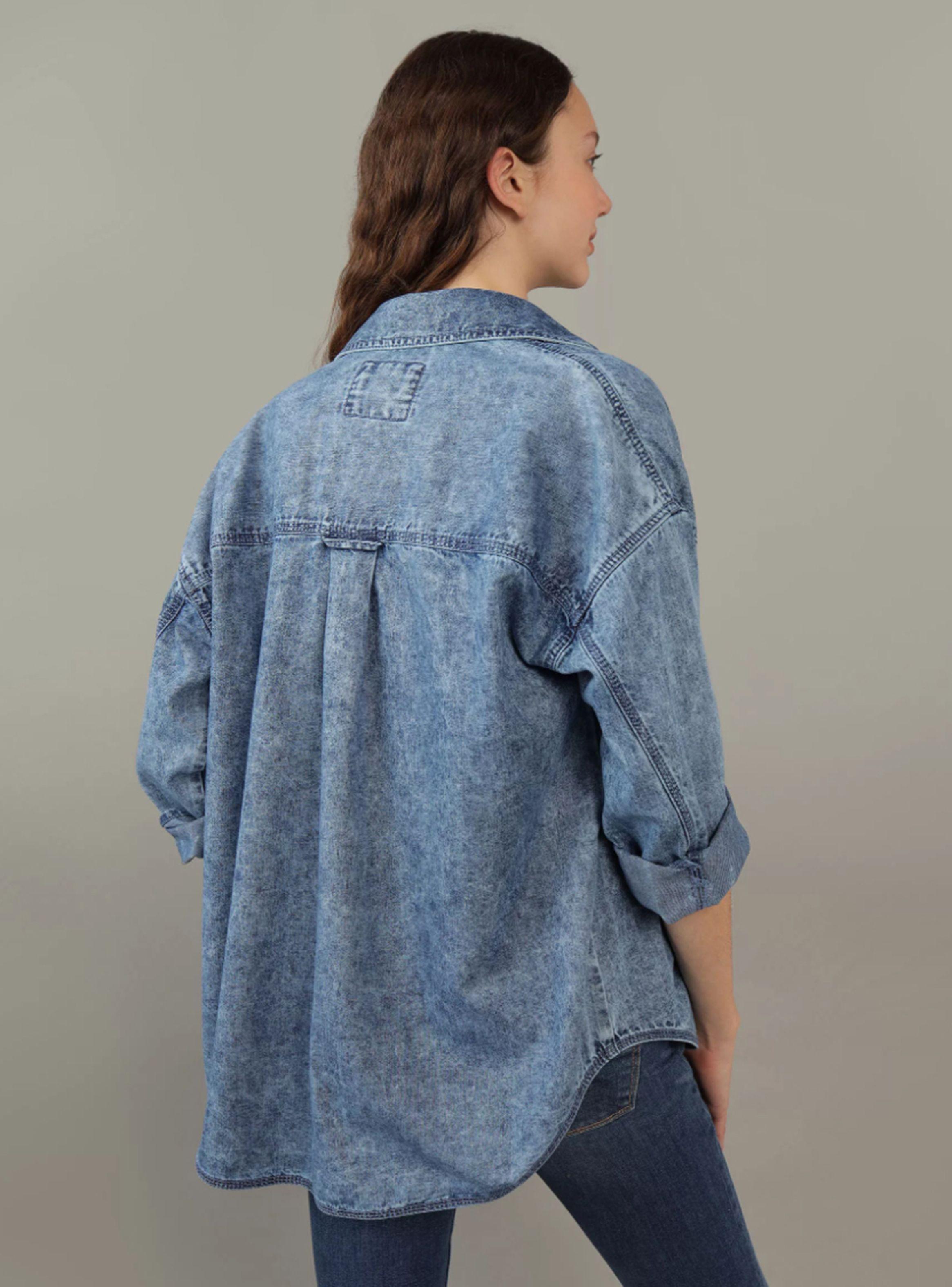 Camisa de Denim Extragrande con Botones-1