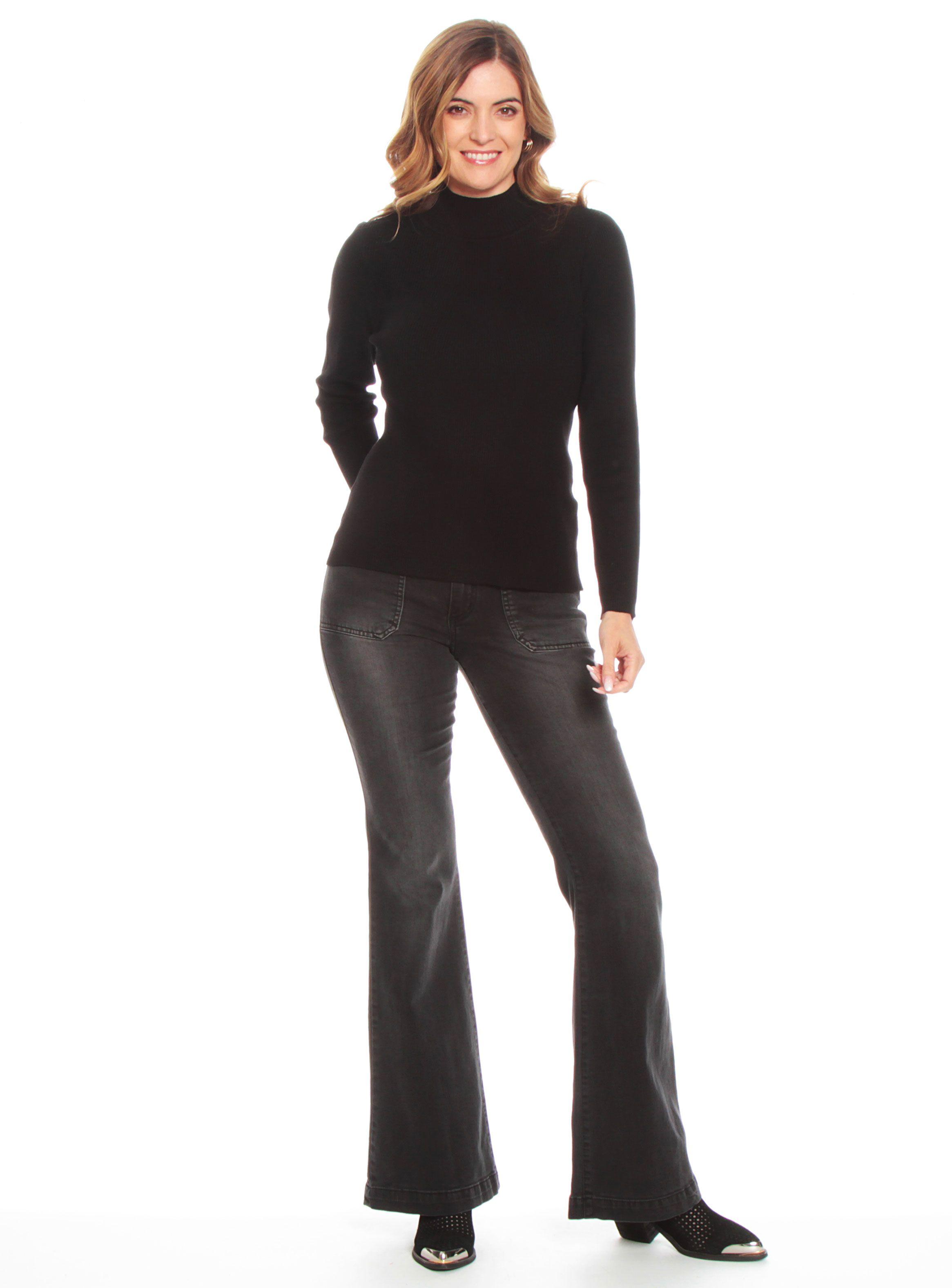 Sweater Manga Larga Cuello Alto Sólido-3