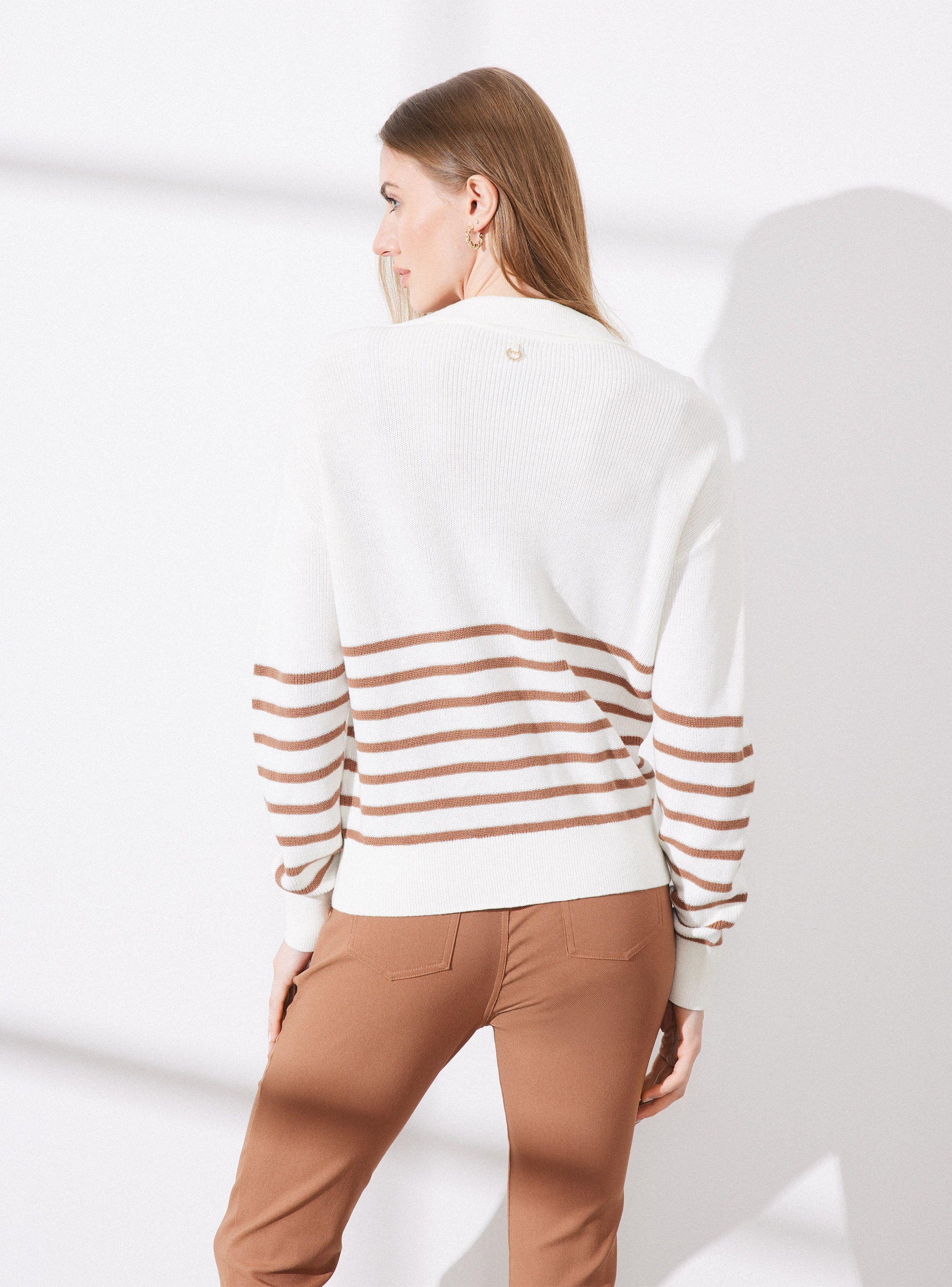 Sweater Rayado con Cuello Polo-1