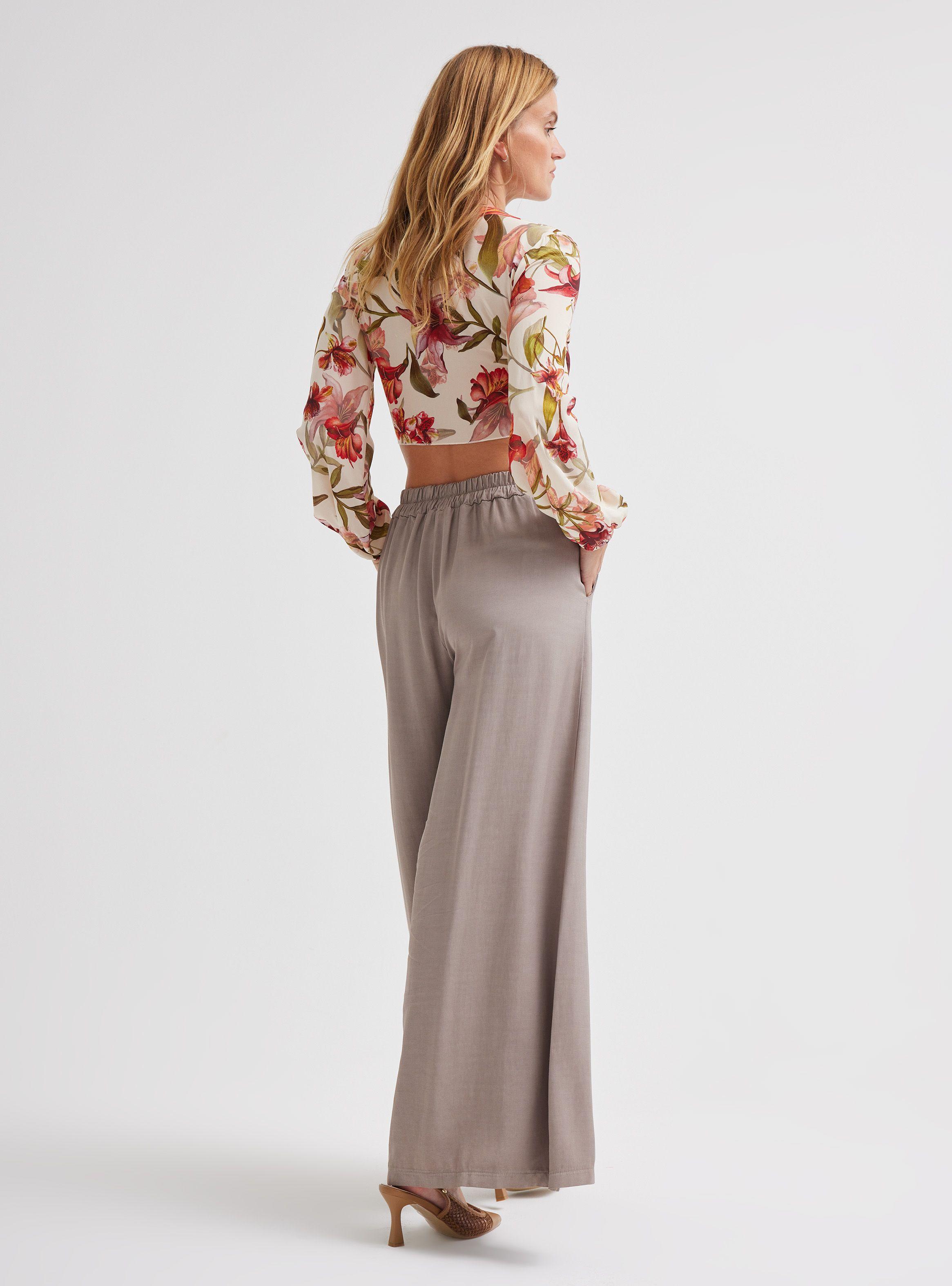 Pantalón Palazzo Cintura Elástica Hecho en Italia-5