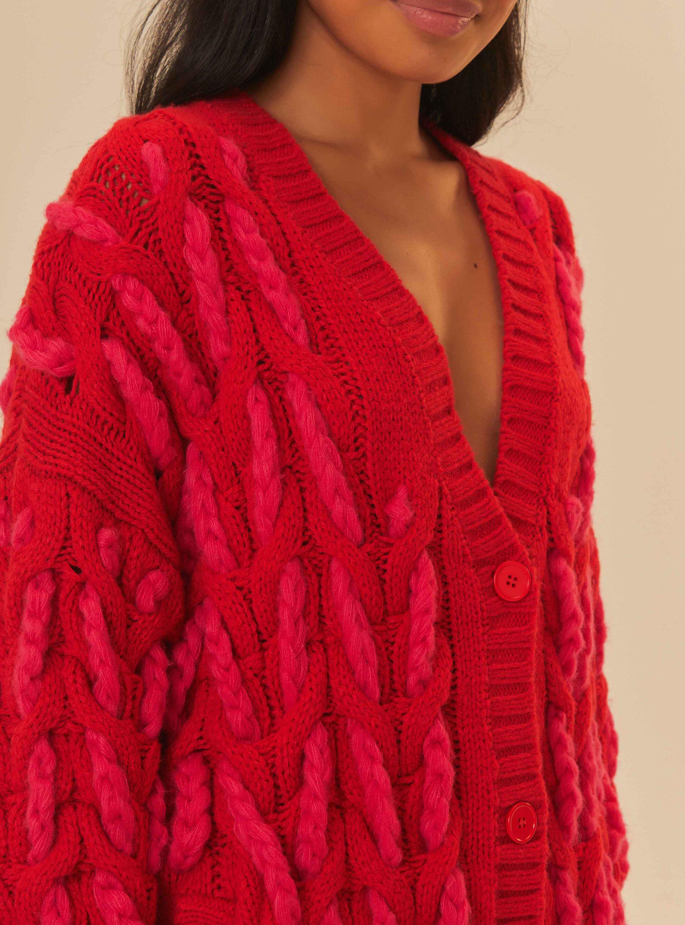 Chaleco Cuello Redondo Con Botones Rosado-3