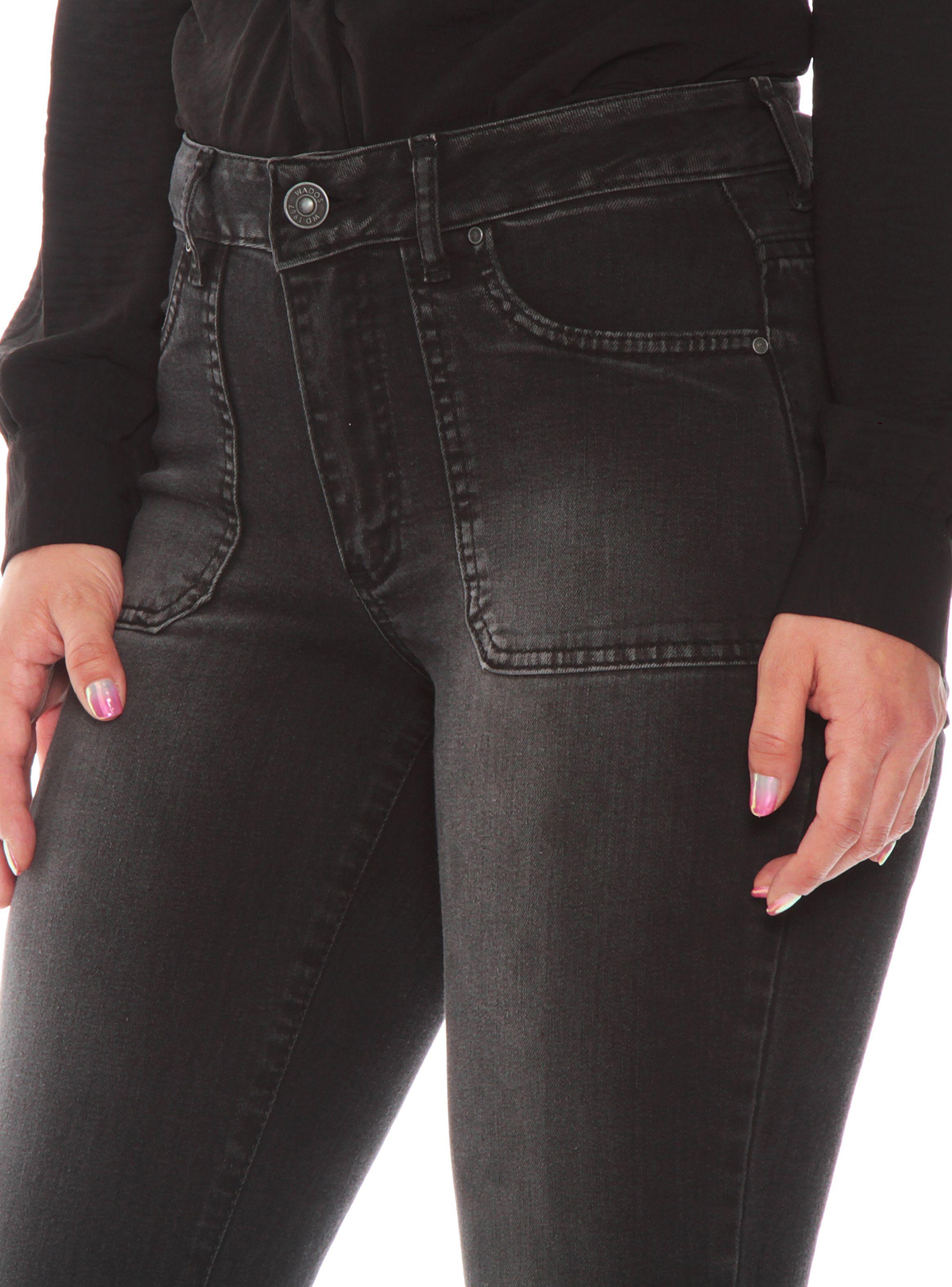 Jeans Flare Cargo Tiro Alto Pretina Básica 1 Botón-2