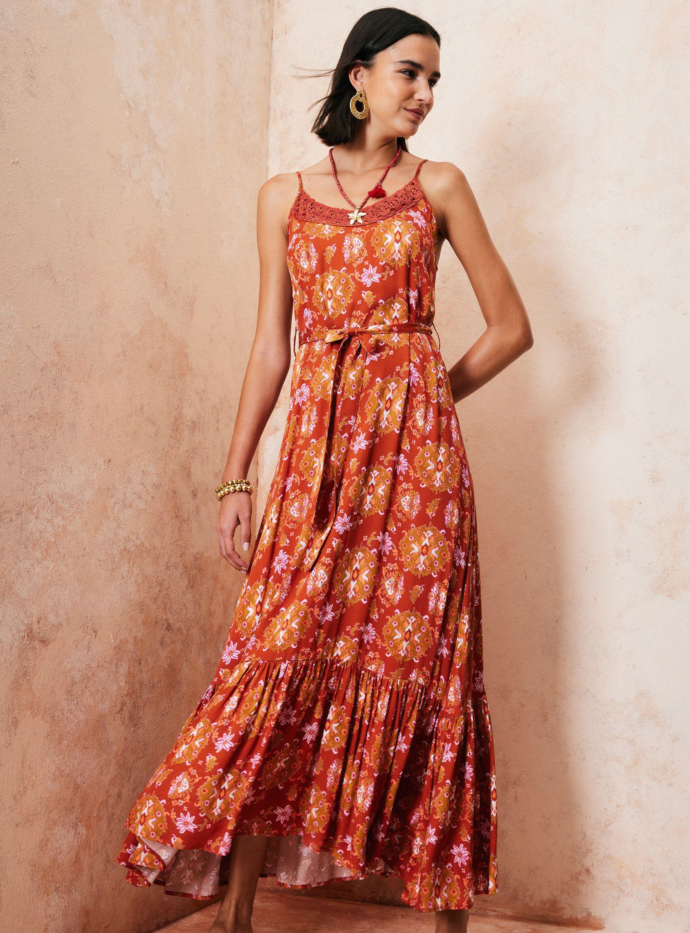 Vestido Estampado y Aplicación en Escote-0