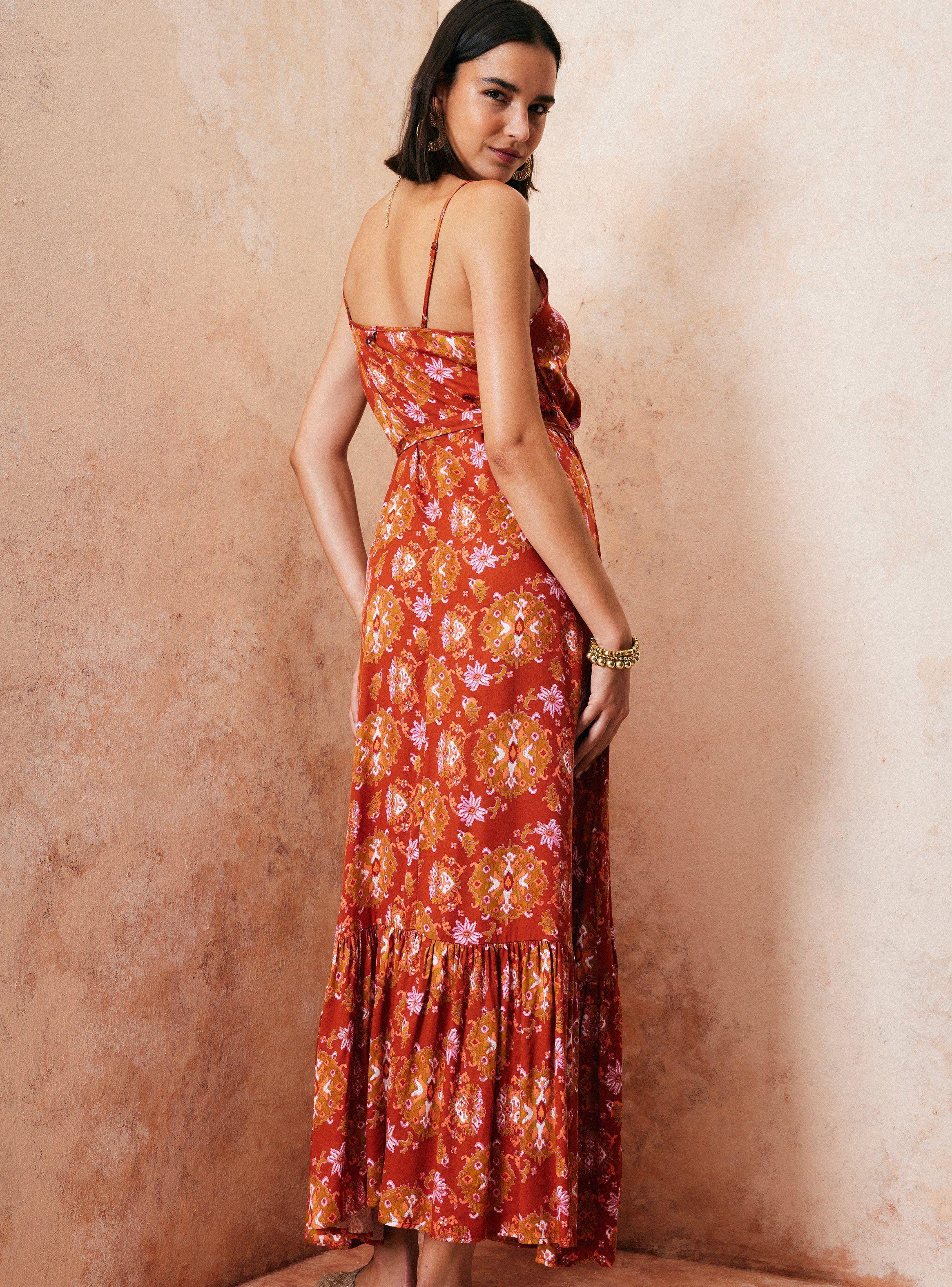 Vestido Estampado y Aplicación en Escote-1
