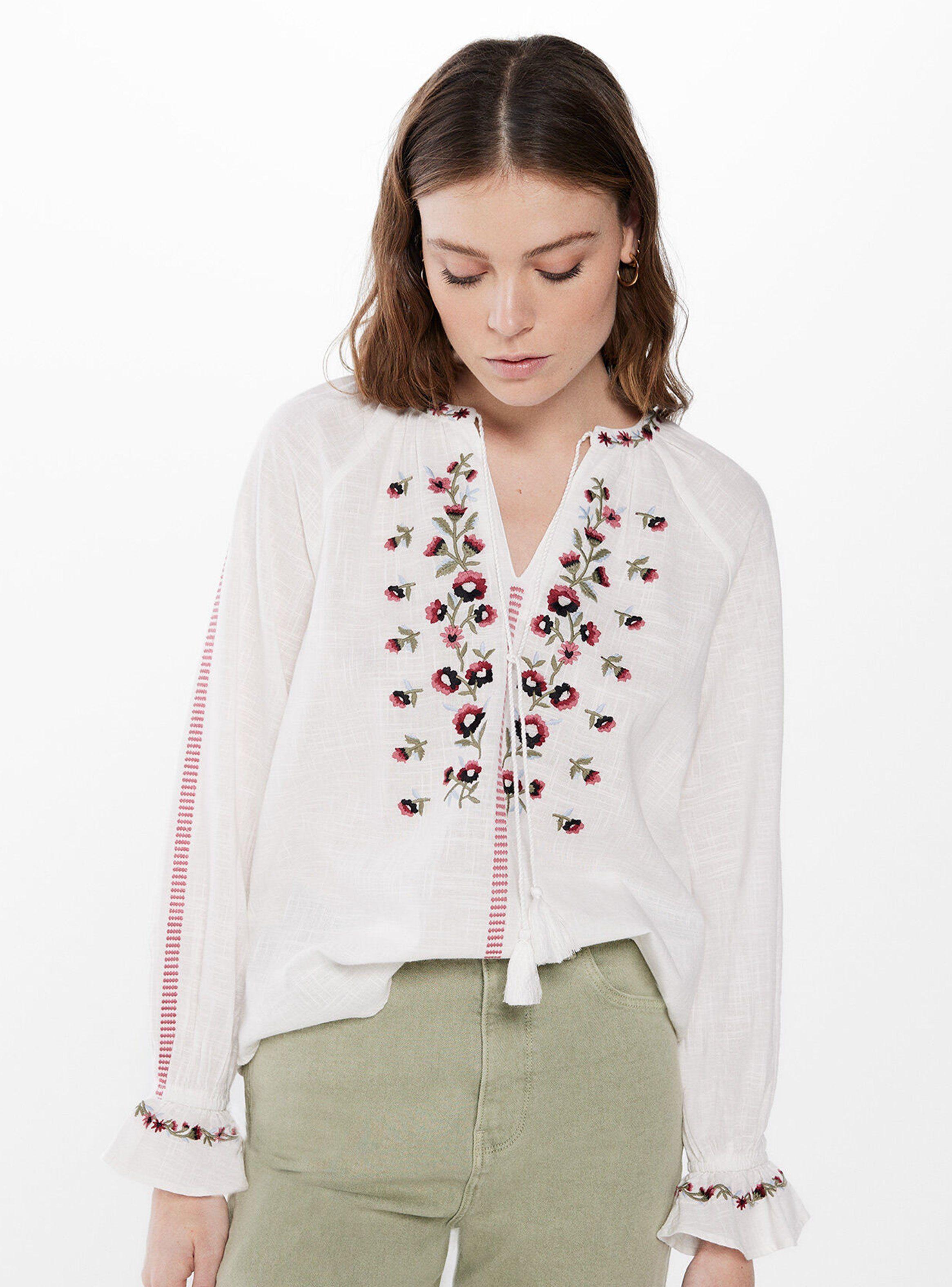 Blusa Boho Bordados Flores-0