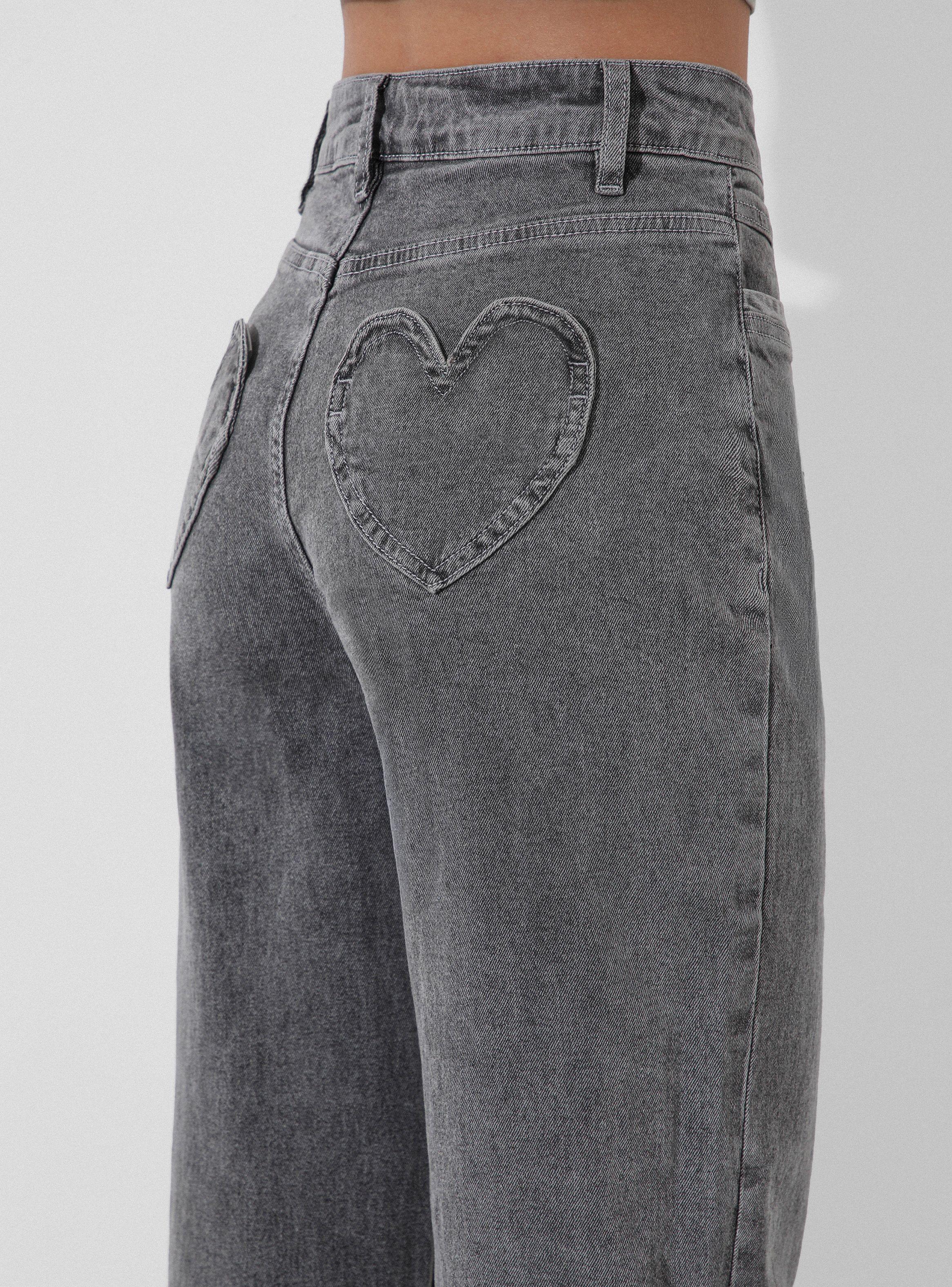 Jeans Pants Wide Leg Corazón Gray-2