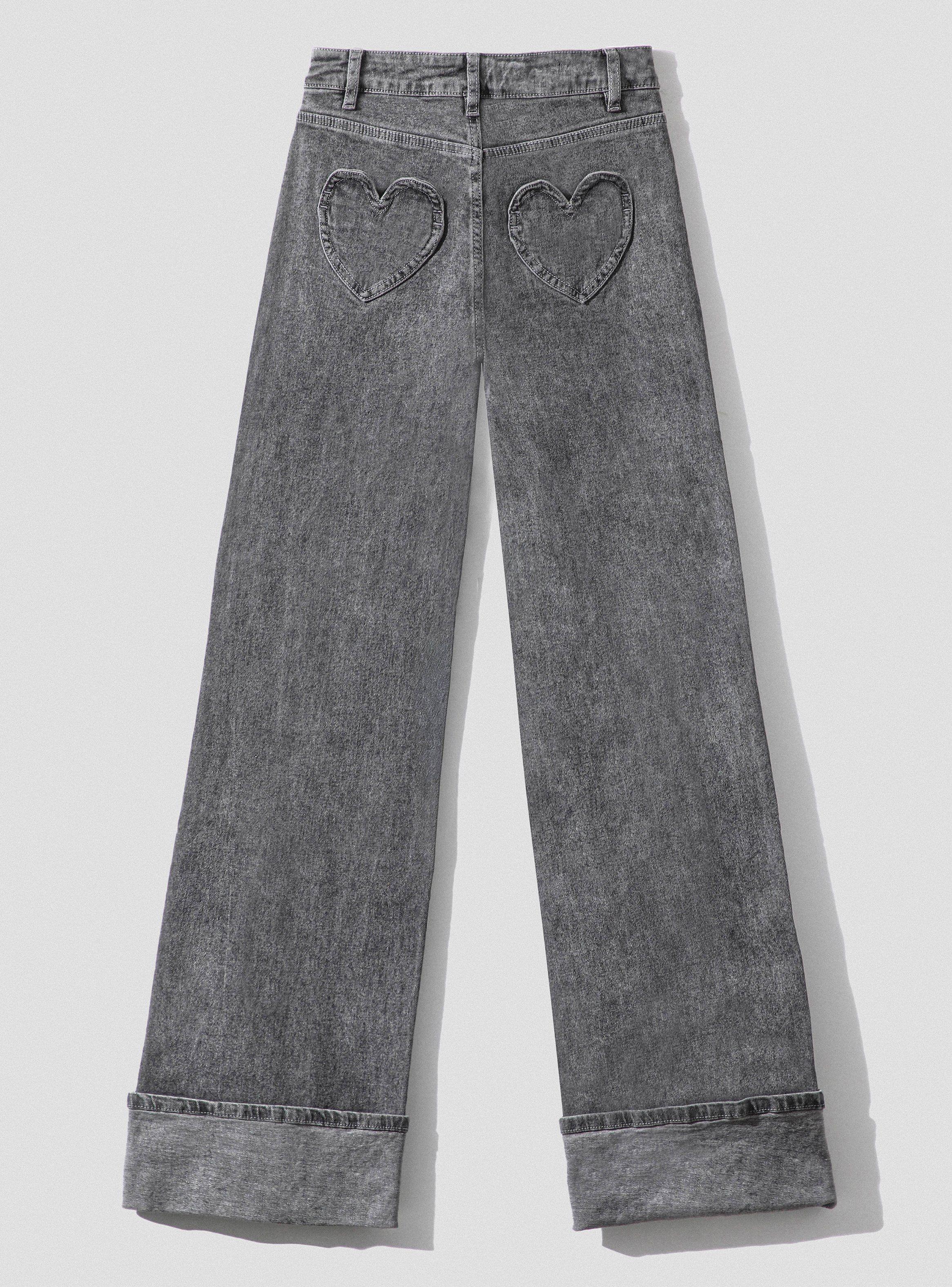 Jeans Pants Wide Leg Corazón Gray-4
