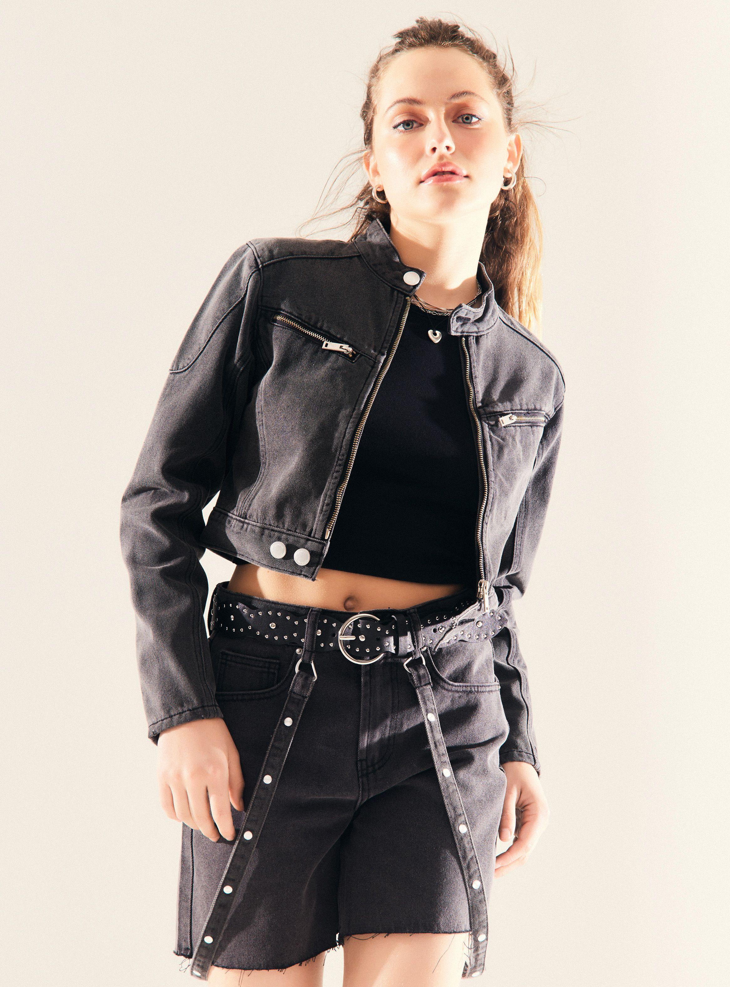 Chaqueta Crop Moto Look-0
