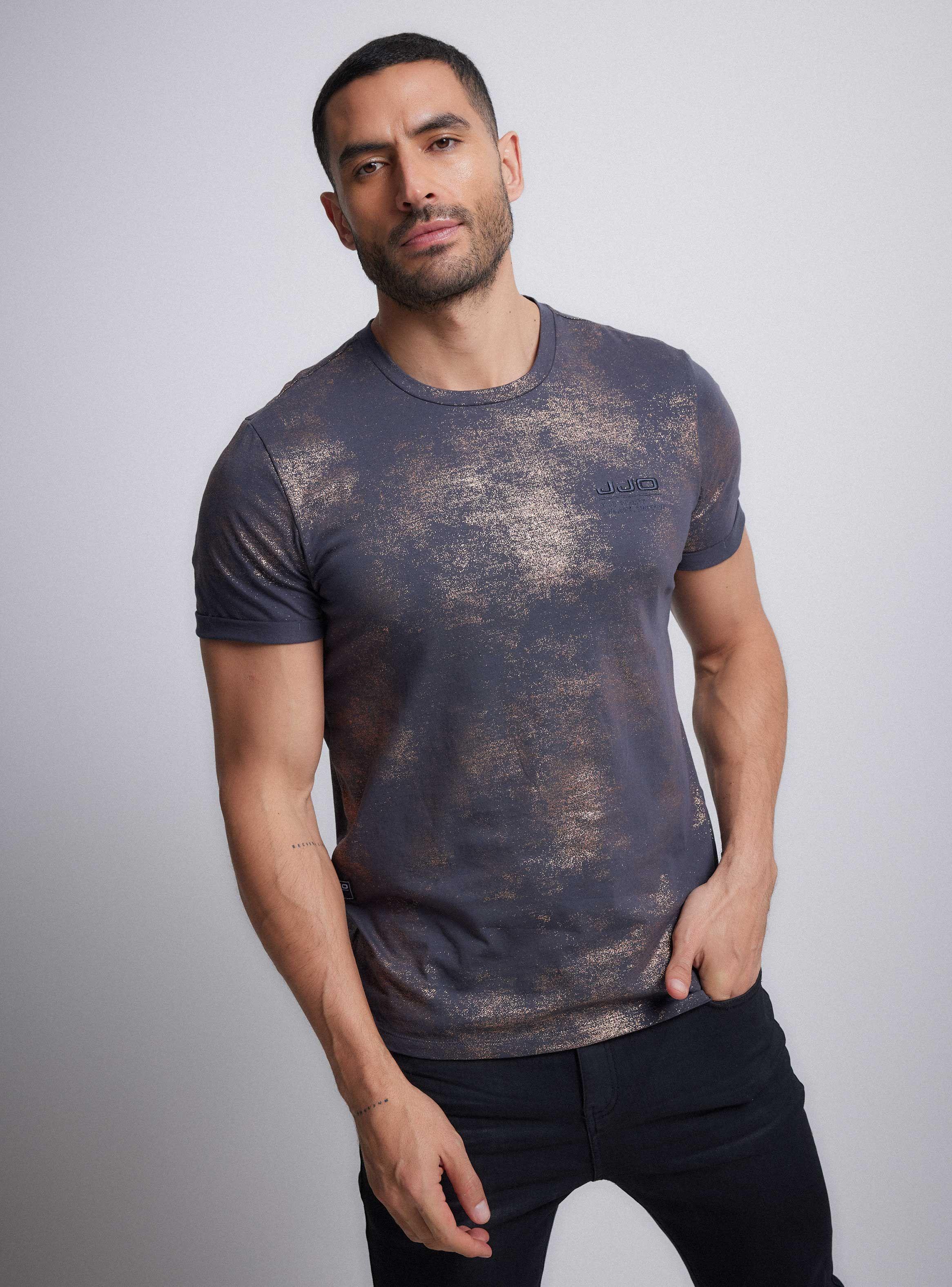 Polera Full Estampado Metalizado Cobre-0