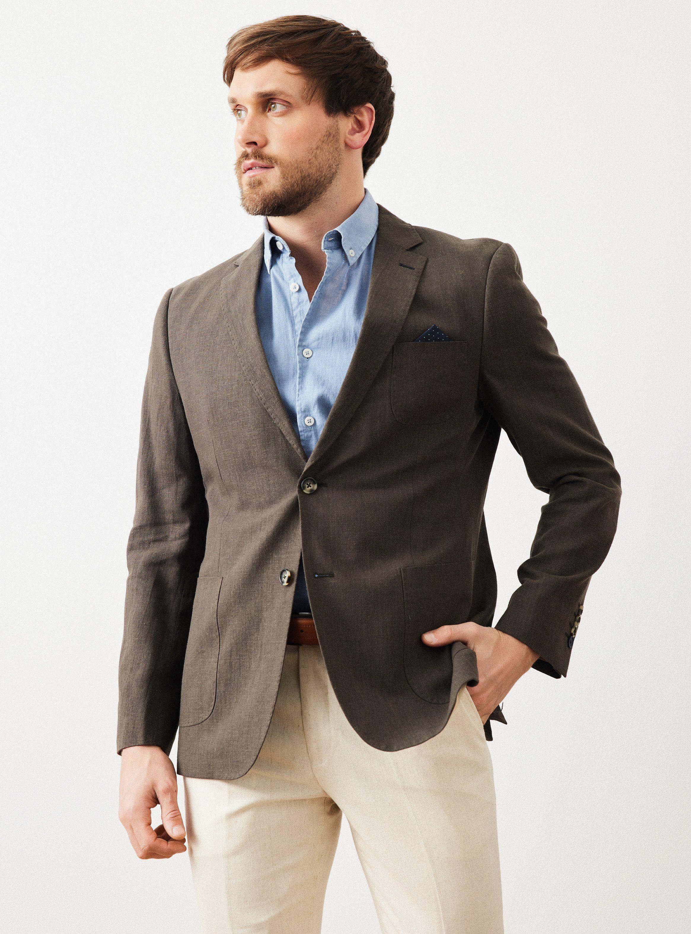 Vestón Recto Slim Fit 100 % Lino-0