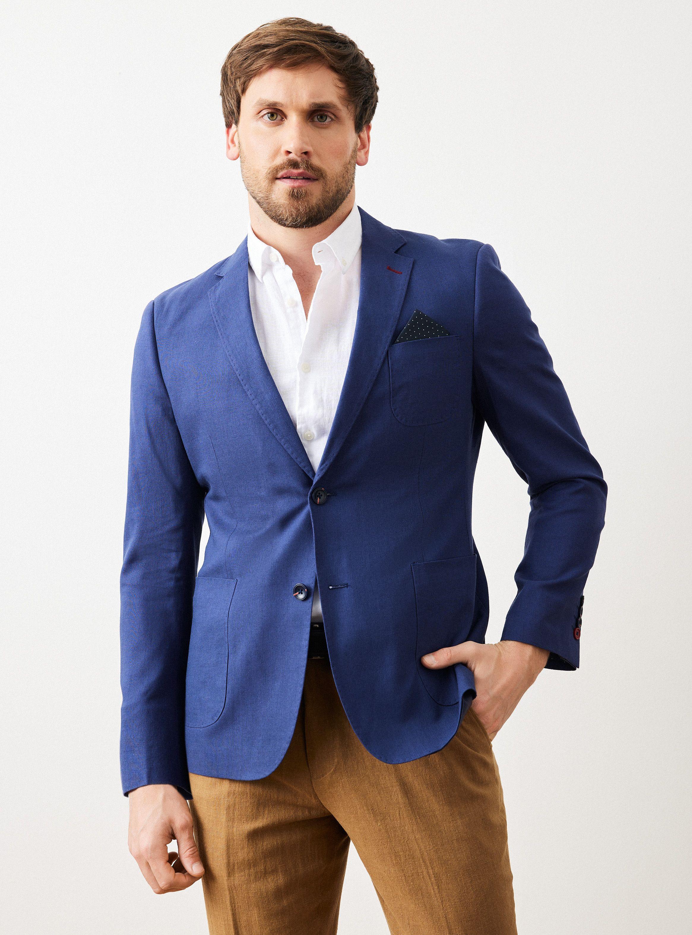 Vestón Recto Slim Fit 100 % Lino-0