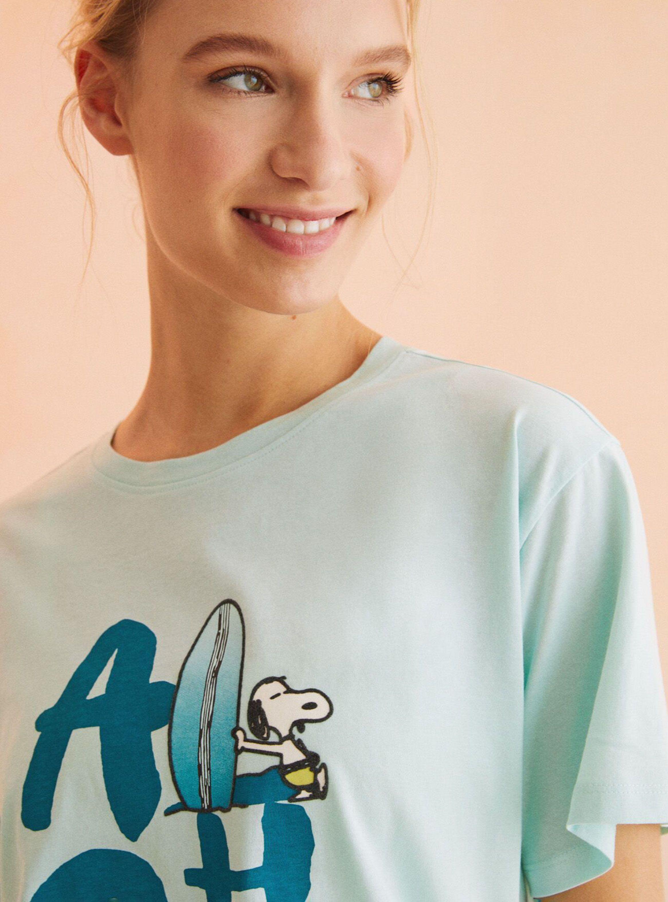 Camiseta 100% Algodón Snoopy Turquesa-3