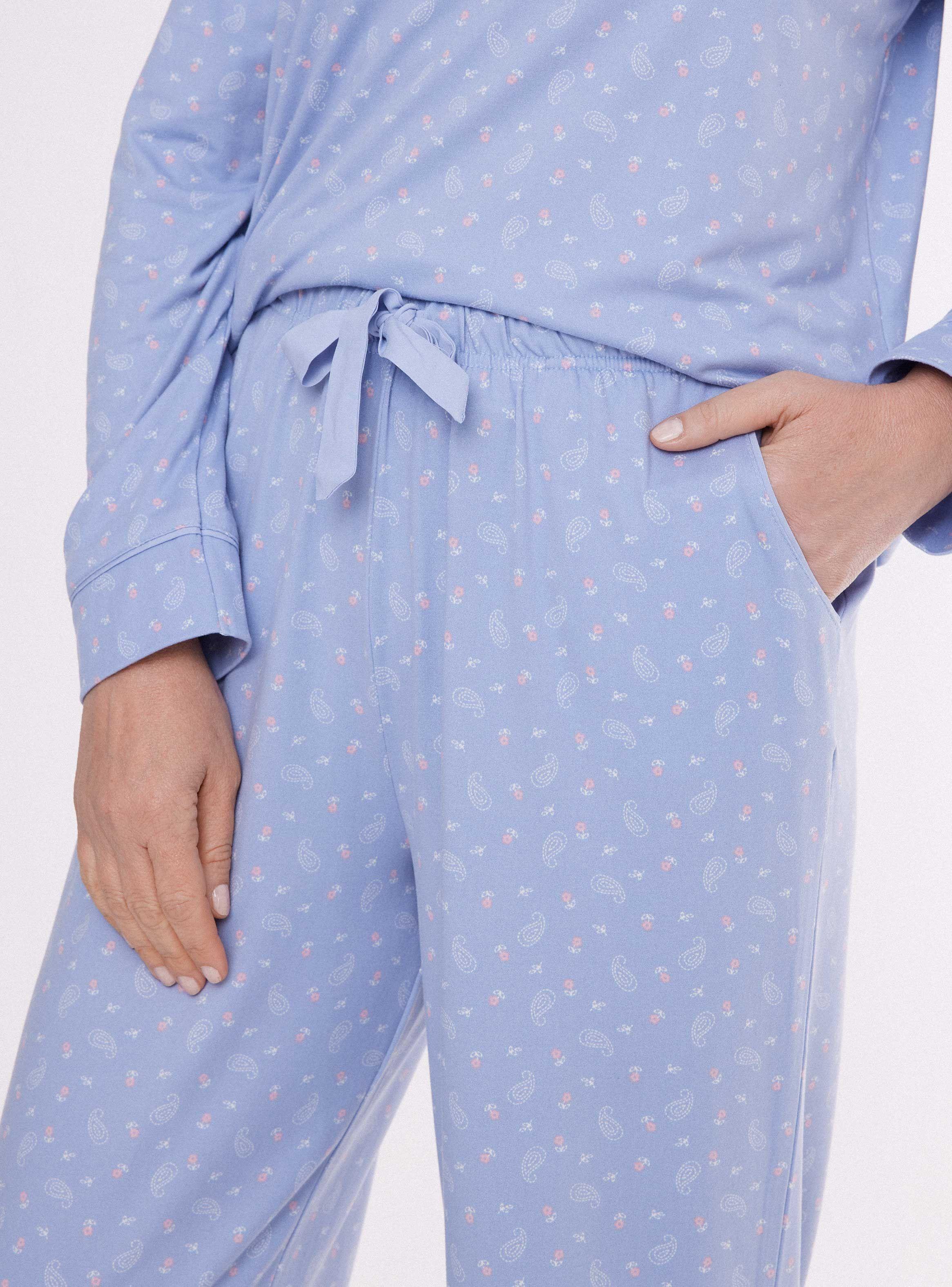 Pijama Largo Full Print Piping Cuello-3