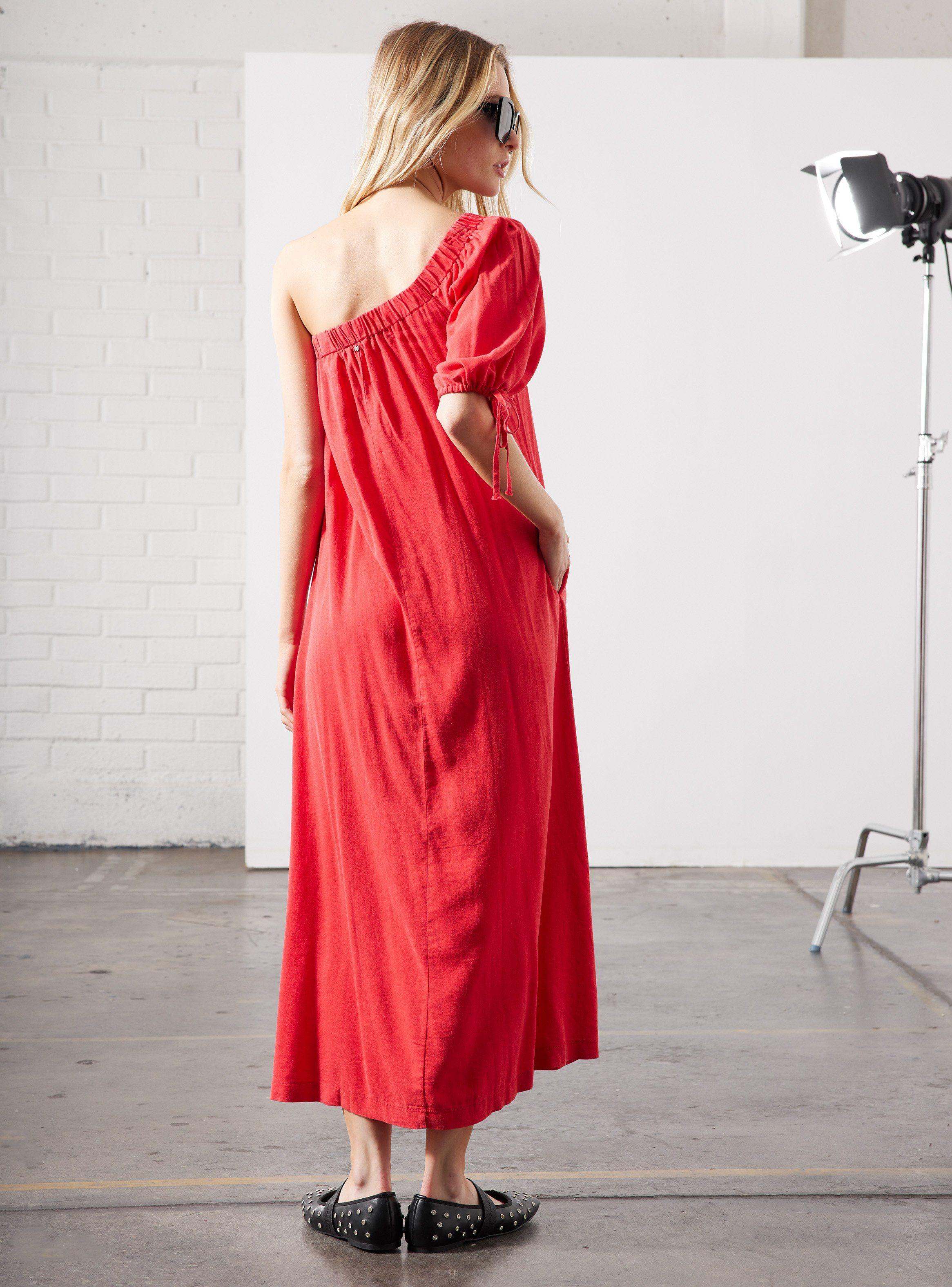 Vestido One Shoulder Manga Abullonada-5